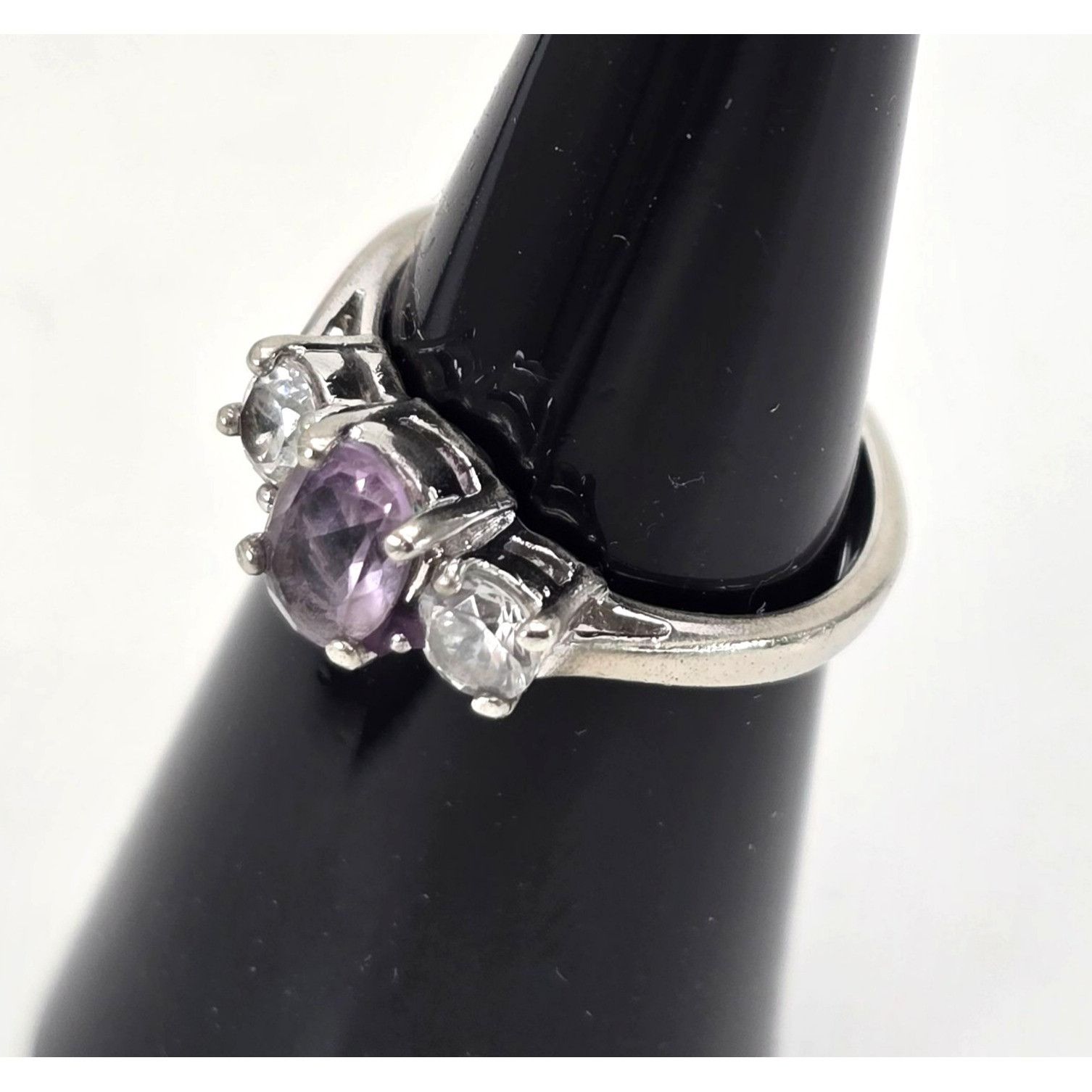 Other Amethyst & White Topaz Sterling Silver Ring Size 5.75 Elegan Size ONE SIZE - 8 Thumbnail