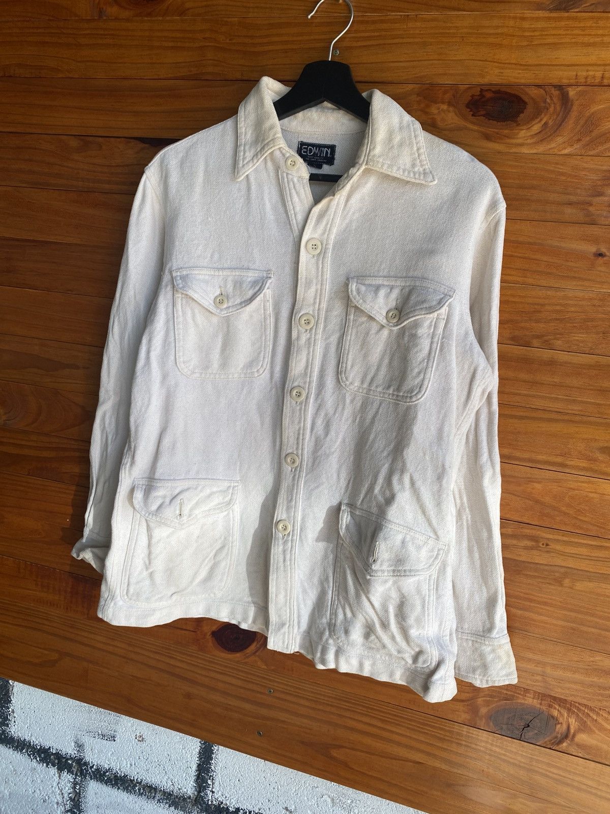 Edwin Vintage Edwin Workwear Chore Jacket – Natural Off-White Size US S / EU 44-46 / 1 - 4 Thumbnail