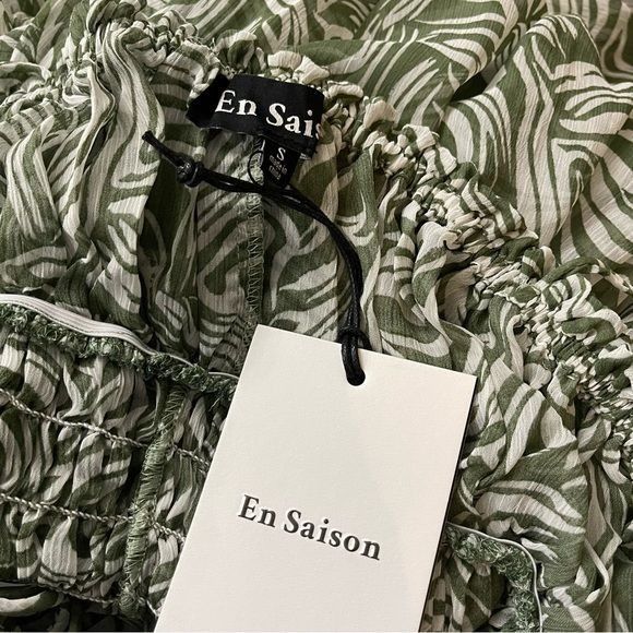 Other NWT En Saison Sole Midi Dress Abstract Print Green Sage Size Size S / US 4 / IT 40 - 3 Thumbnail