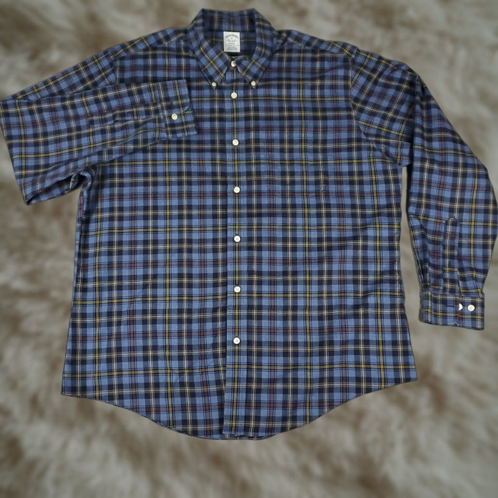 Brooks Brothers Brooks Brothers Shirt Mens XL Blue Plaid Casual Button Up Long Sleeve Size US XL / EU 56 / 4 - 1 Thumbnail
