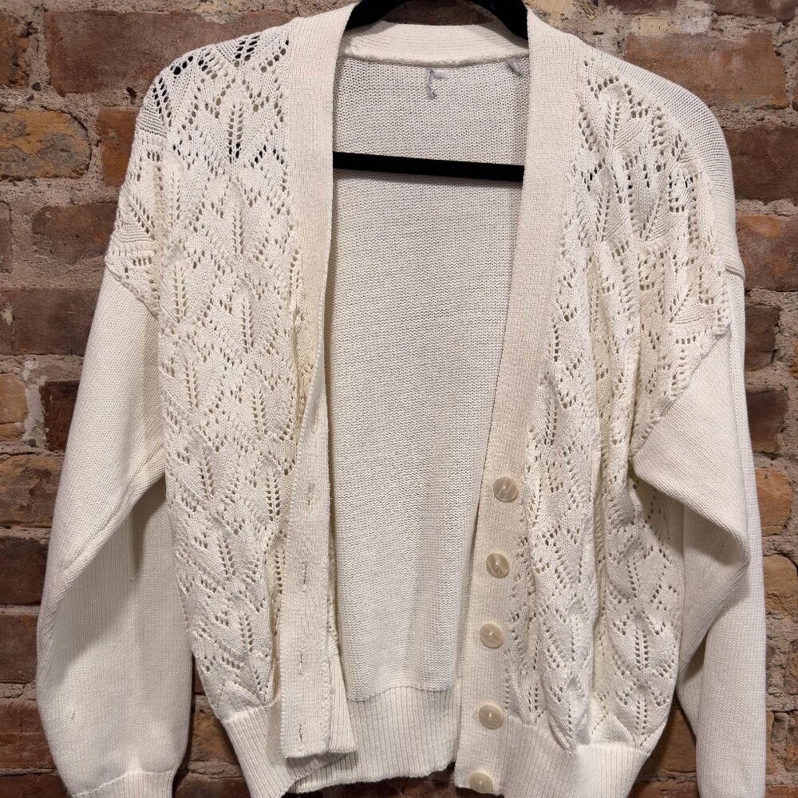 Vintage Y2K KNIT CREAM CARDIGAN Size M / US 6-8 / IT 42-44 - 4 Thumbnail