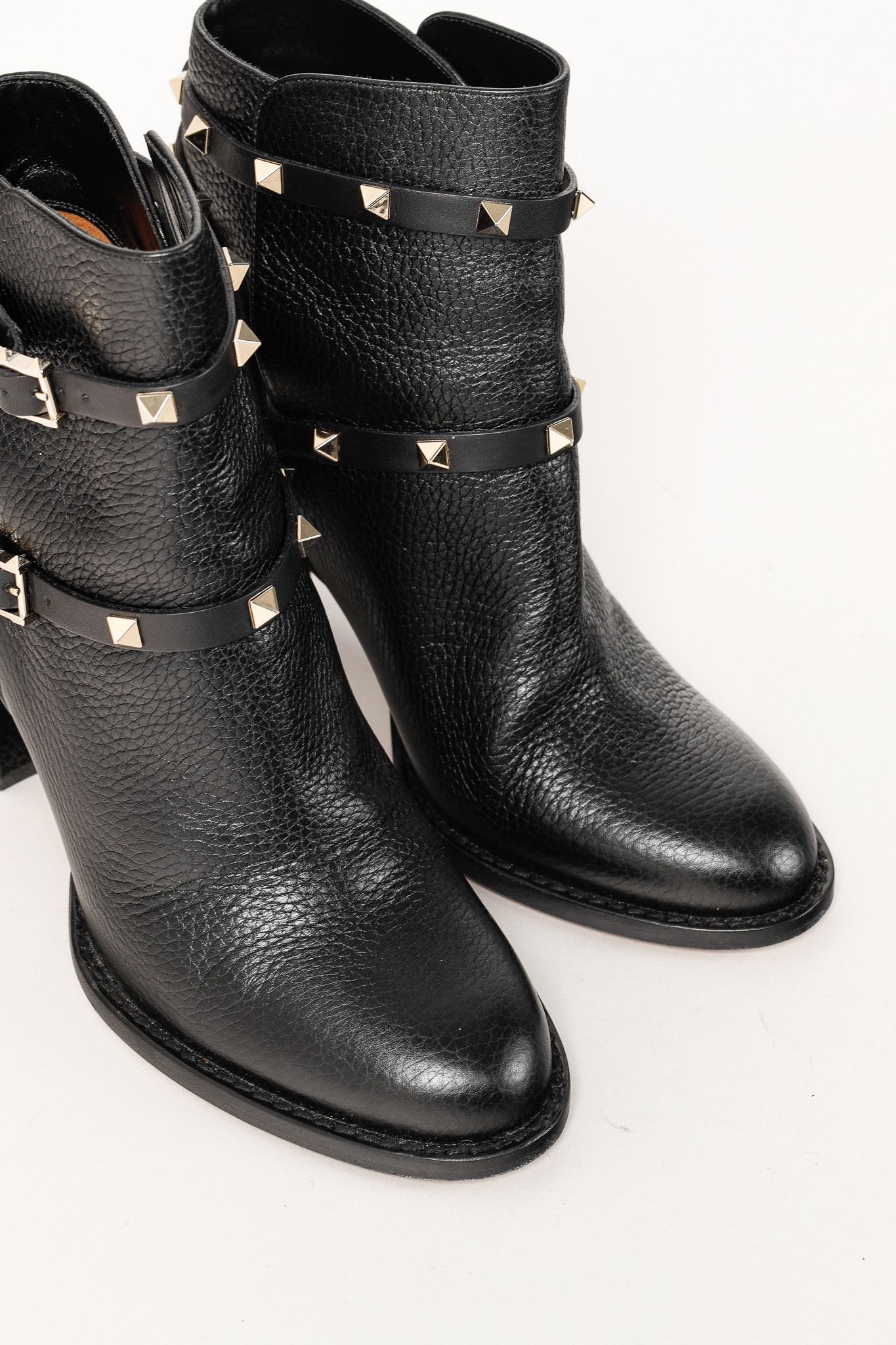 Valentino Valentino Garavani Rockstud Pebbled Leather Ankle Boots Size US 9 / IT 39 - 6 Thumbnail