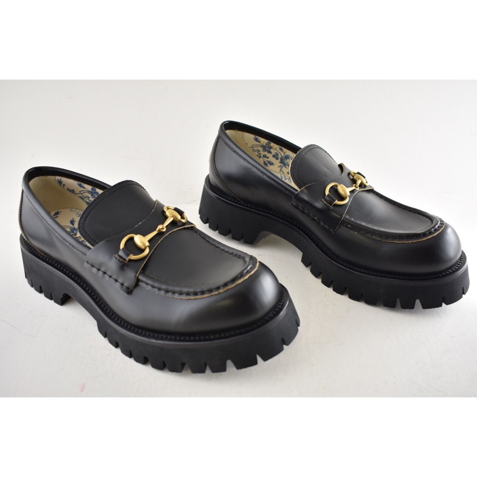 Gucci Gucci Cordovan Black Leather Horsebit Lug Sole Flat Platform Size US 12 / IT 42 - 4 Thumbnail