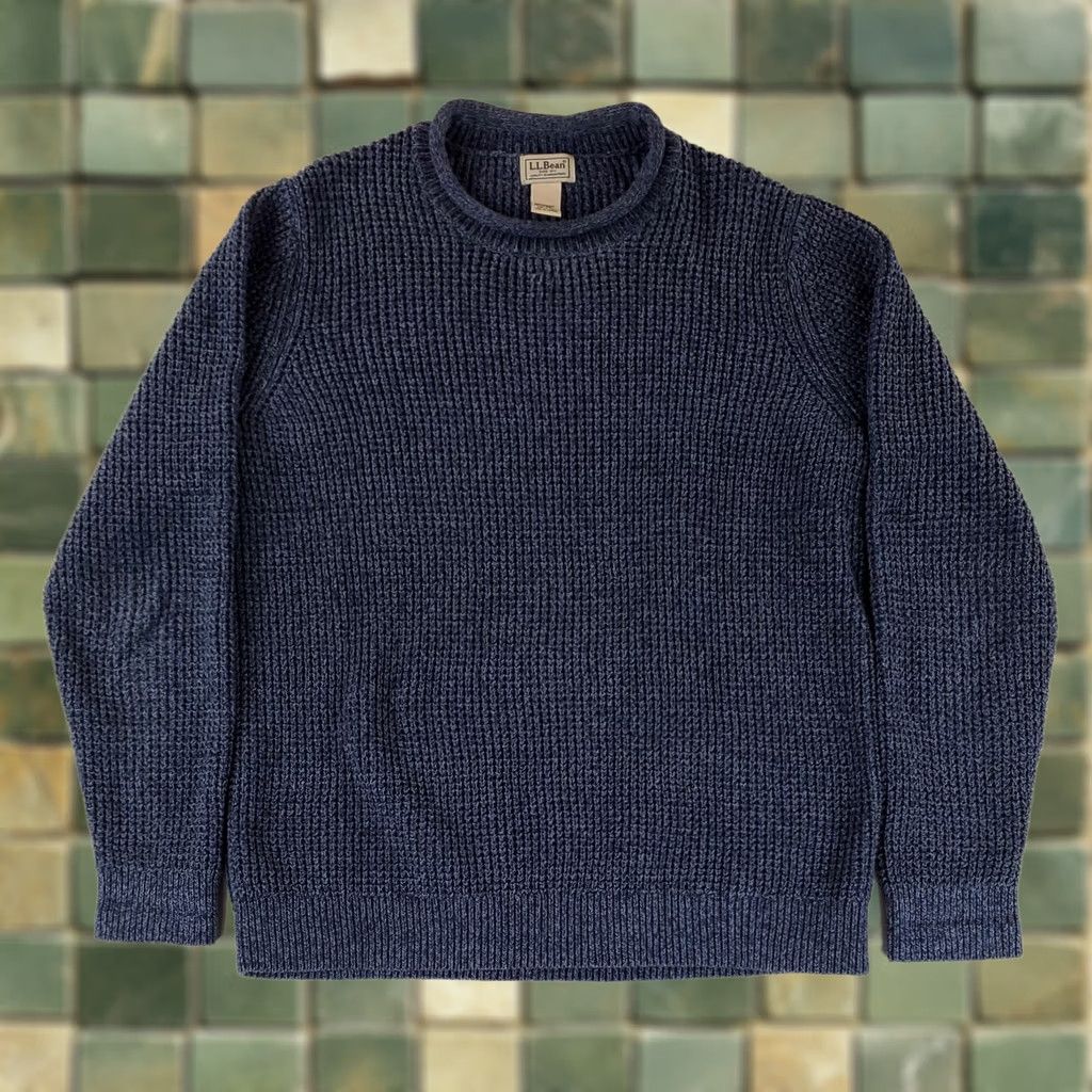 Vintage LL Bean Sweater Roll Neck Chunky Cotton Blue Mens L Pullover Shirt Size US L / EU 52-54 / 3 - 1 Thumbnail