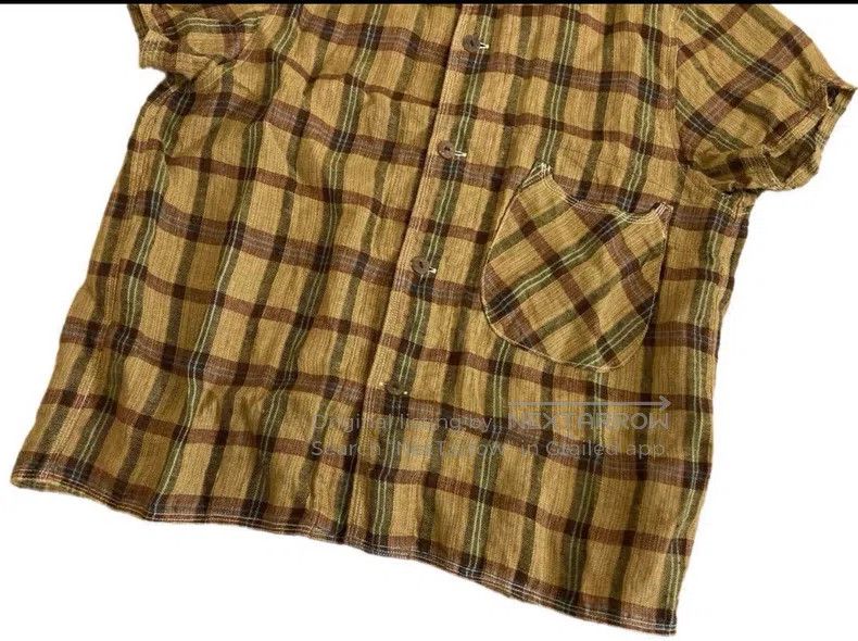 Kapital Kapital Linen brown green plaid shirt Size US XS / EU 42 / 0 - 3 Thumbnail