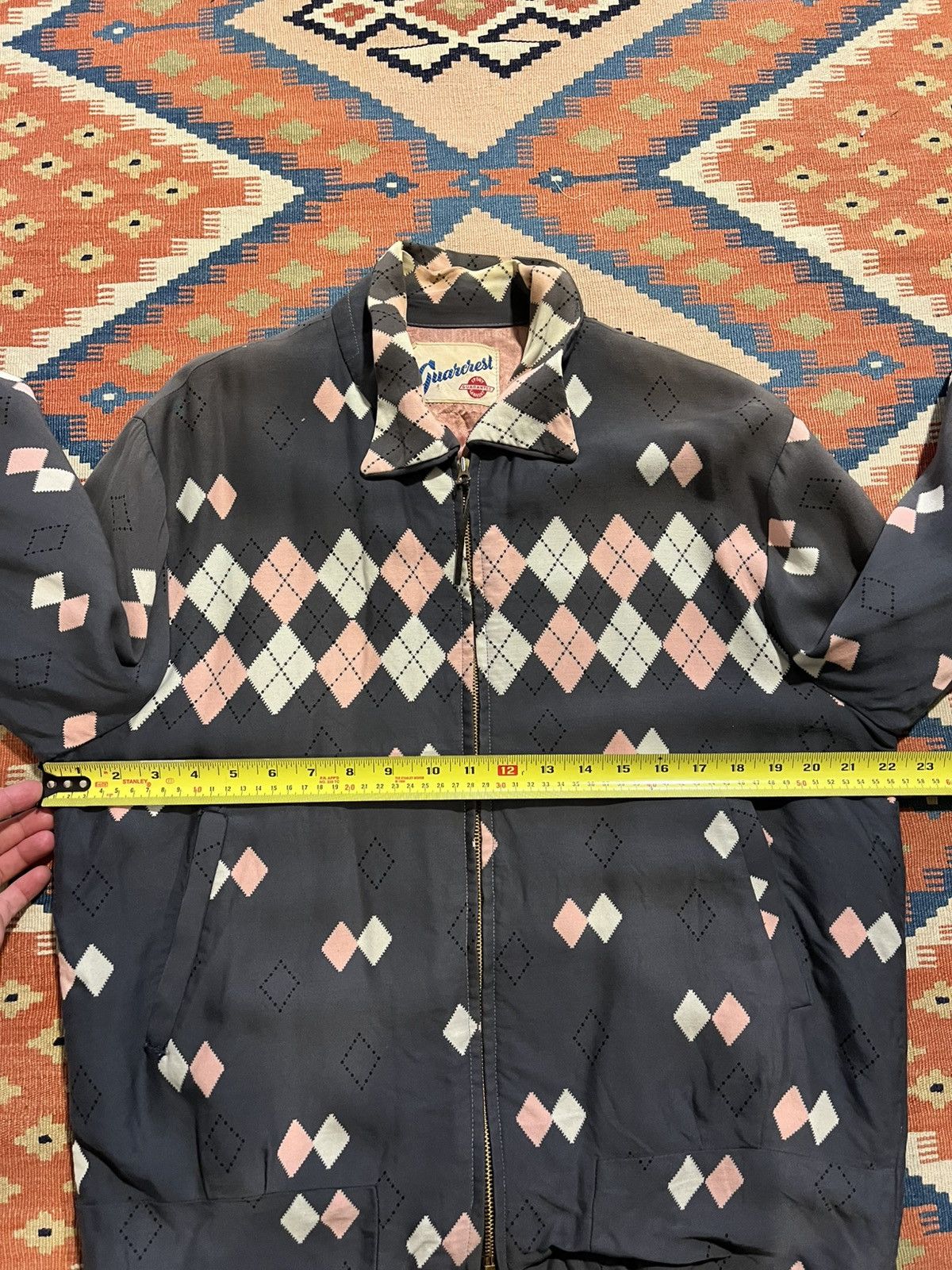 Vintage Vintage 50’s Rayon Gaberdine Atomic Argyle Ricky Jacket Sz L Size US L / EU 52-54 / 3 - 23 Thumbnail