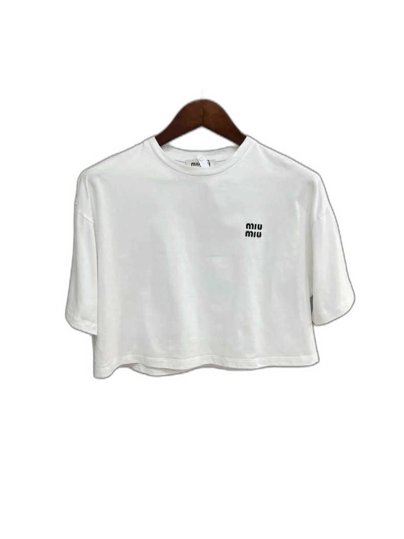 Prada Miumiu Cropped Logo Tshirt Size XS -2505 Size XS / US 0-2 / IT 36-38 - 1 Thumbnail