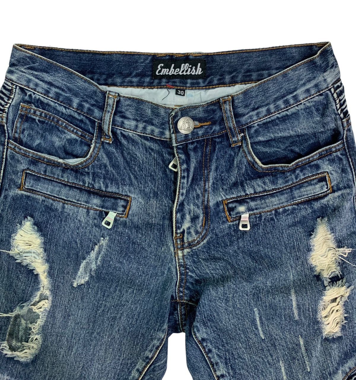 Japanese Brand 🔥Biker Distressed Embellish Skinny Jeans Styled Size US 30 / EU 46 - 11 Thumbnail