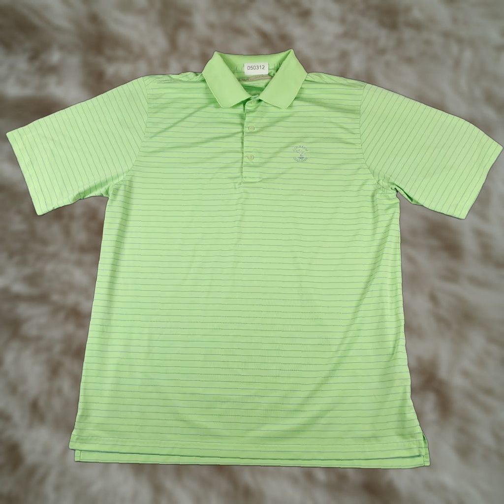 Vintage Donald Ross Polo Shirt Mens Large Green Striped Short Sleeve Collared Button Regular Size US L / EU 52-54 / 3 - 1 Thumbnail