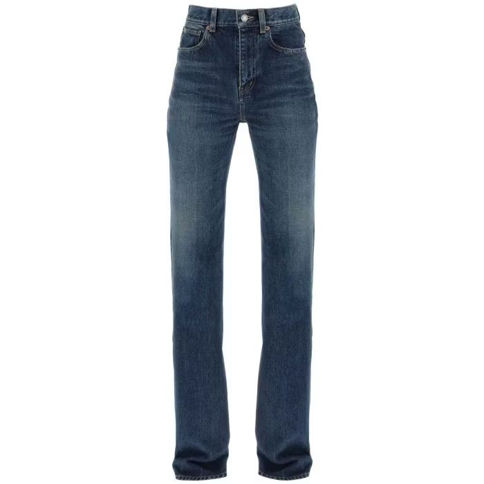 image of Saint Laurent Paris O1S22I1N0524 Wide Legged Jeans In Blueblue, Women's (Size 25)