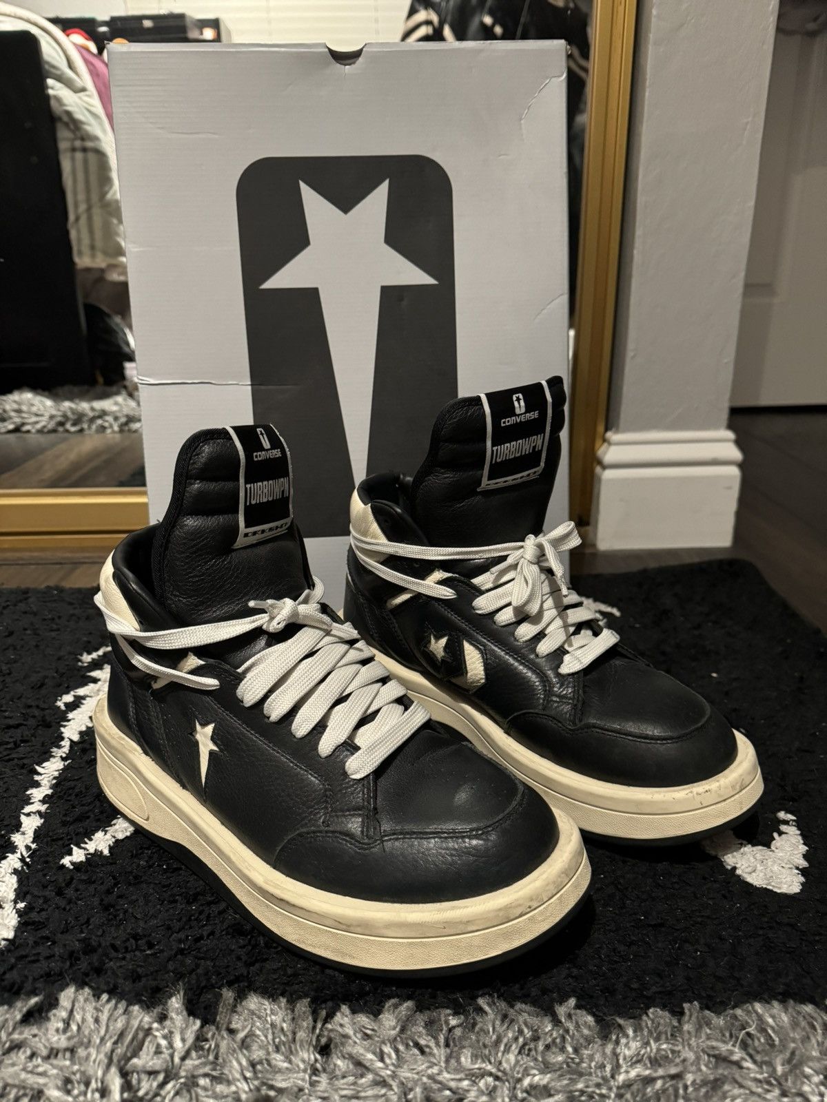 Rick Owens x DRKSHDW TURBOWPN Mid Black Cloud Cream