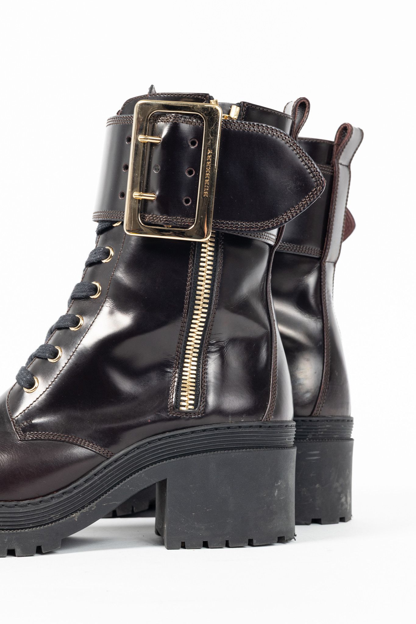 Burberry Burberry Scarcroft 50 Buckled Glossed-Leather Combat Boots Size US 7.5 / IT 37.5 - 8 Thumbnail