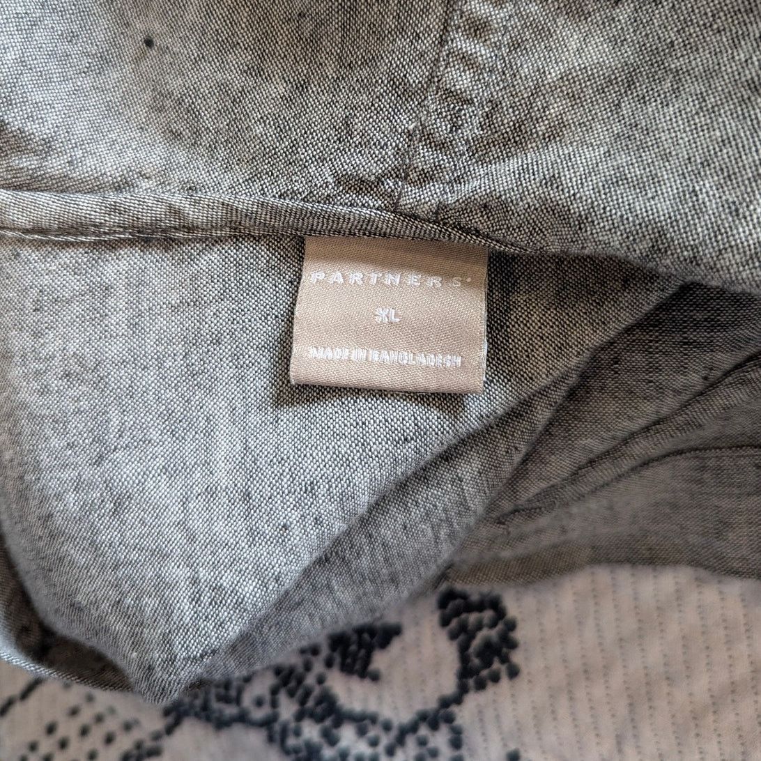 Other Partners' Grey Linen Button Up Hoodie 3/4 Wide Sleeve Blouse Size XL / US 12-14 / IT 48-50 - 5 Thumbnail