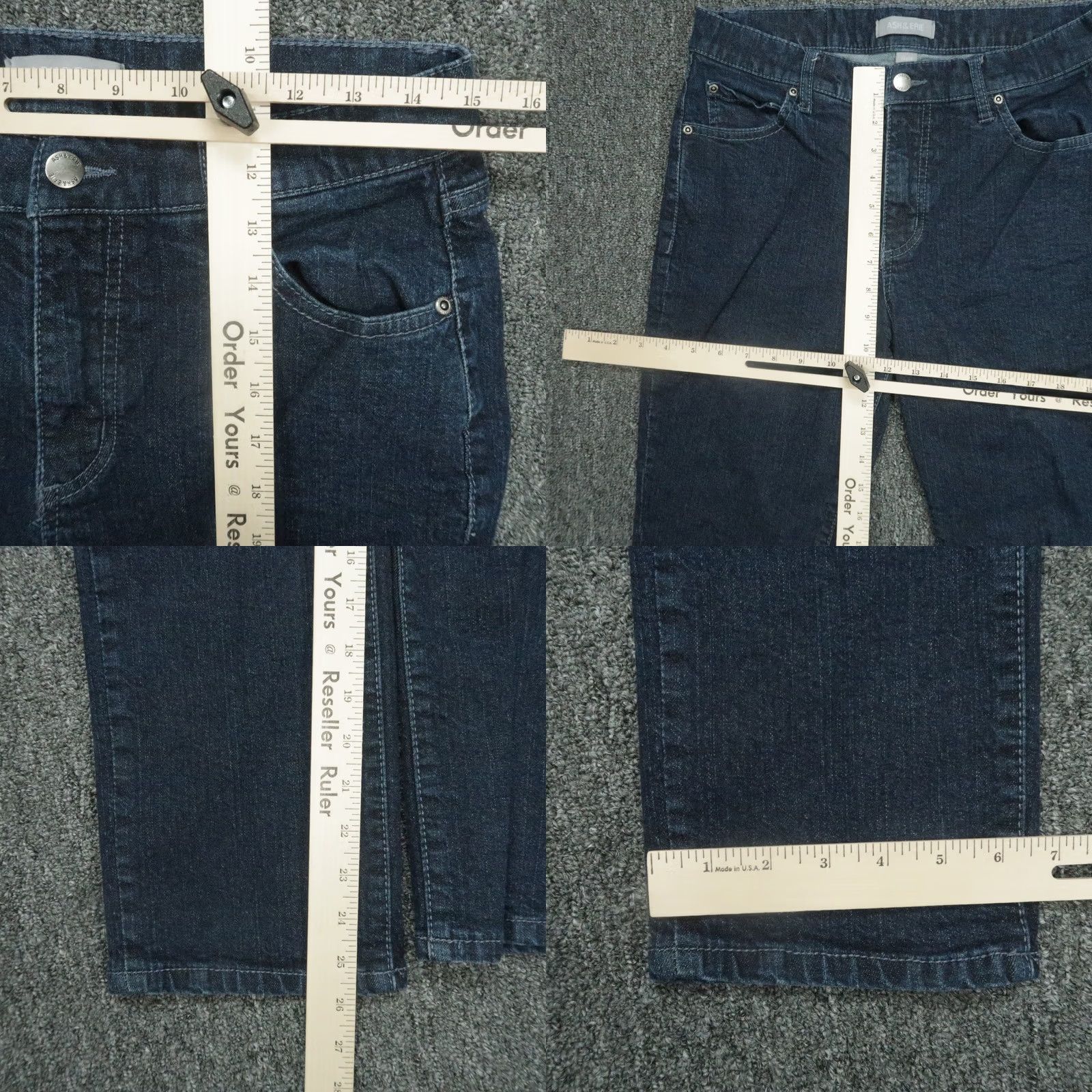 ASH Ash & Erie Jeans Mens 30x26 Dark Wash Denim 5 Pocket Straight Leg Stretch Regular Fit Cotton Denim Jeans Mens Size US 30 / EU 46 - 8 Thumbnail