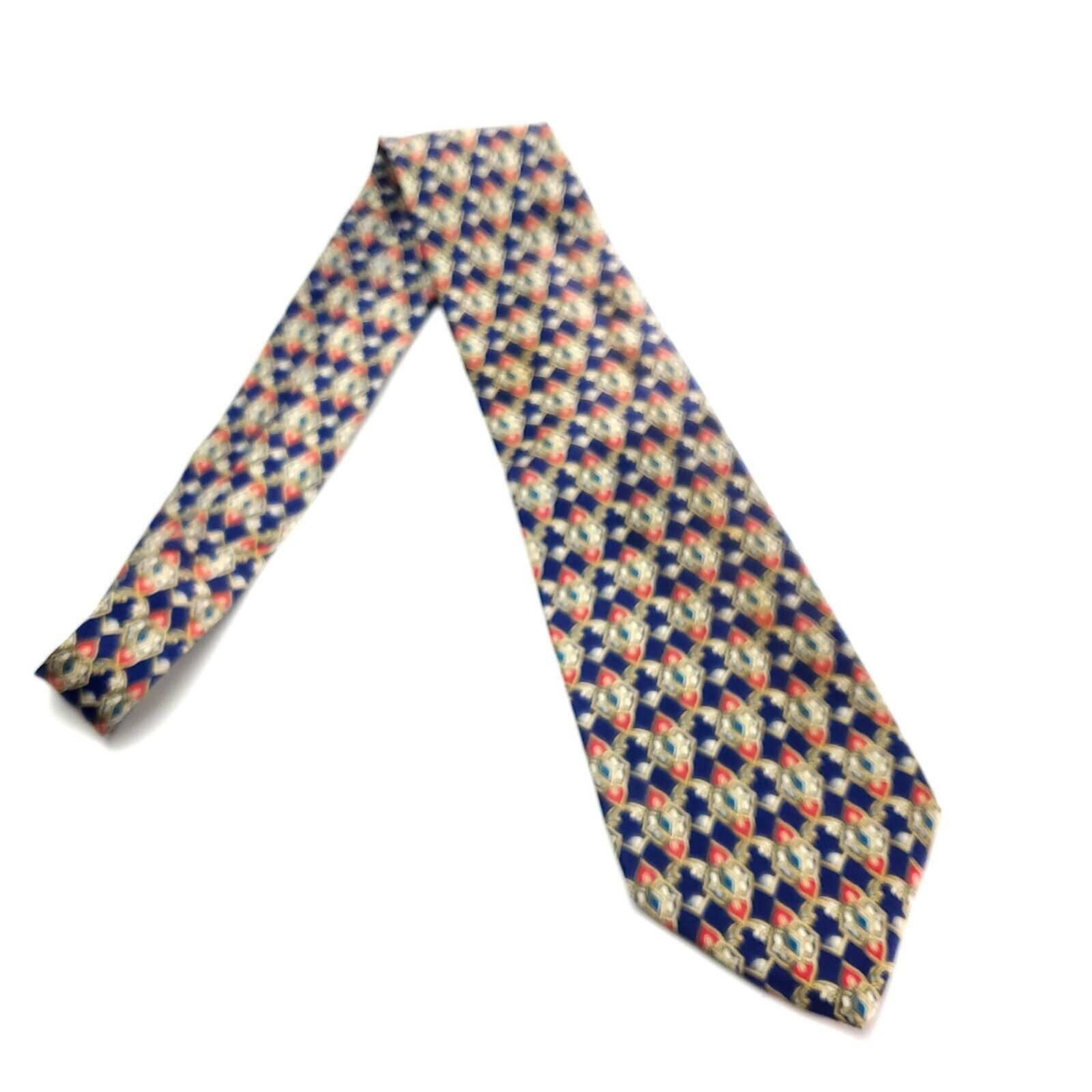 Dior Christian Dior Cravatte Silk Tie Blue Geometric Print Wide Size ONE SIZE - 6 Thumbnail