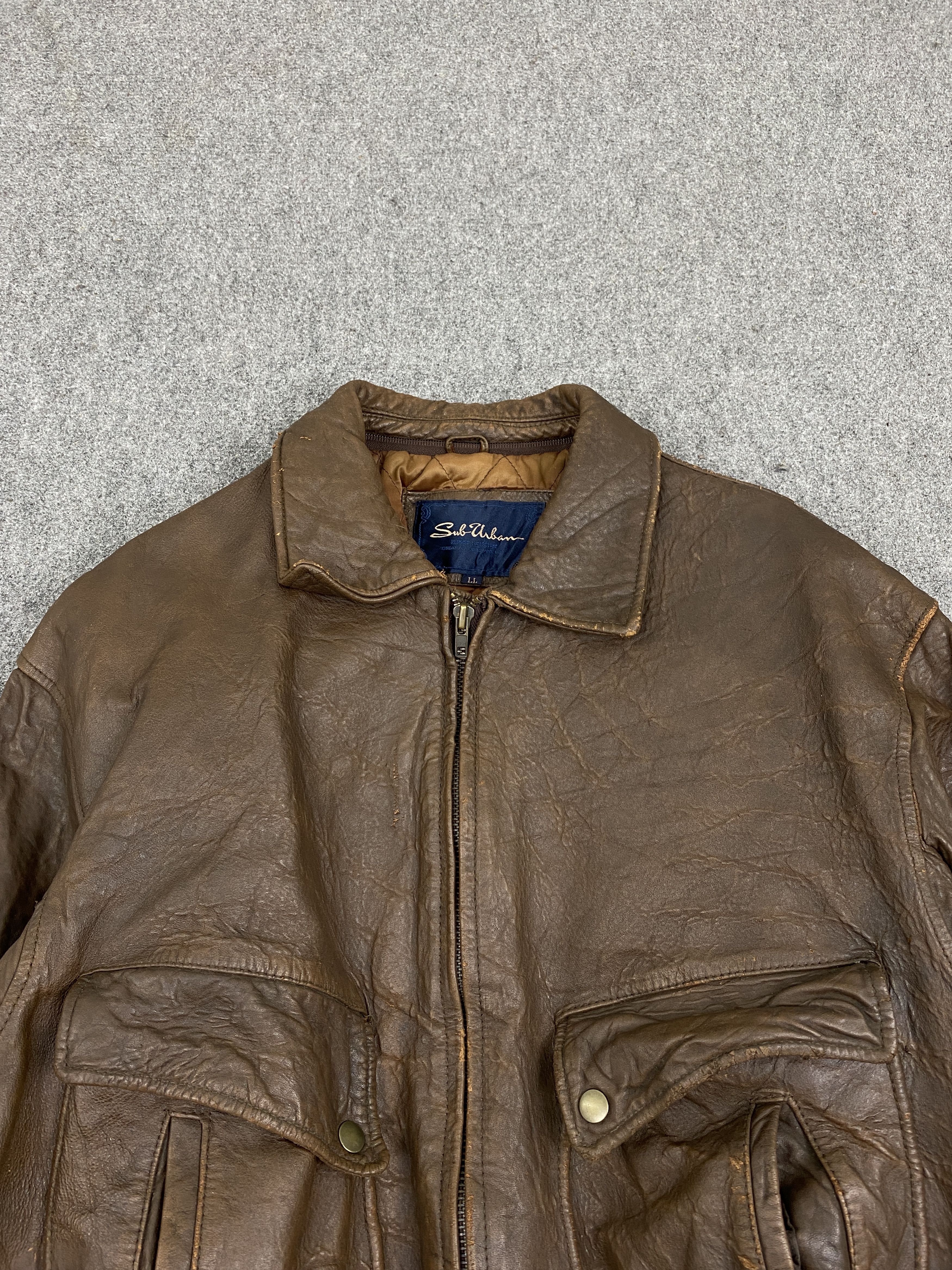 Genuine Leather Vintage Sub-Urban Japan Made Flight Leather Jacket J1996 Size US XL / EU 56 / 4 - 3 Thumbnail