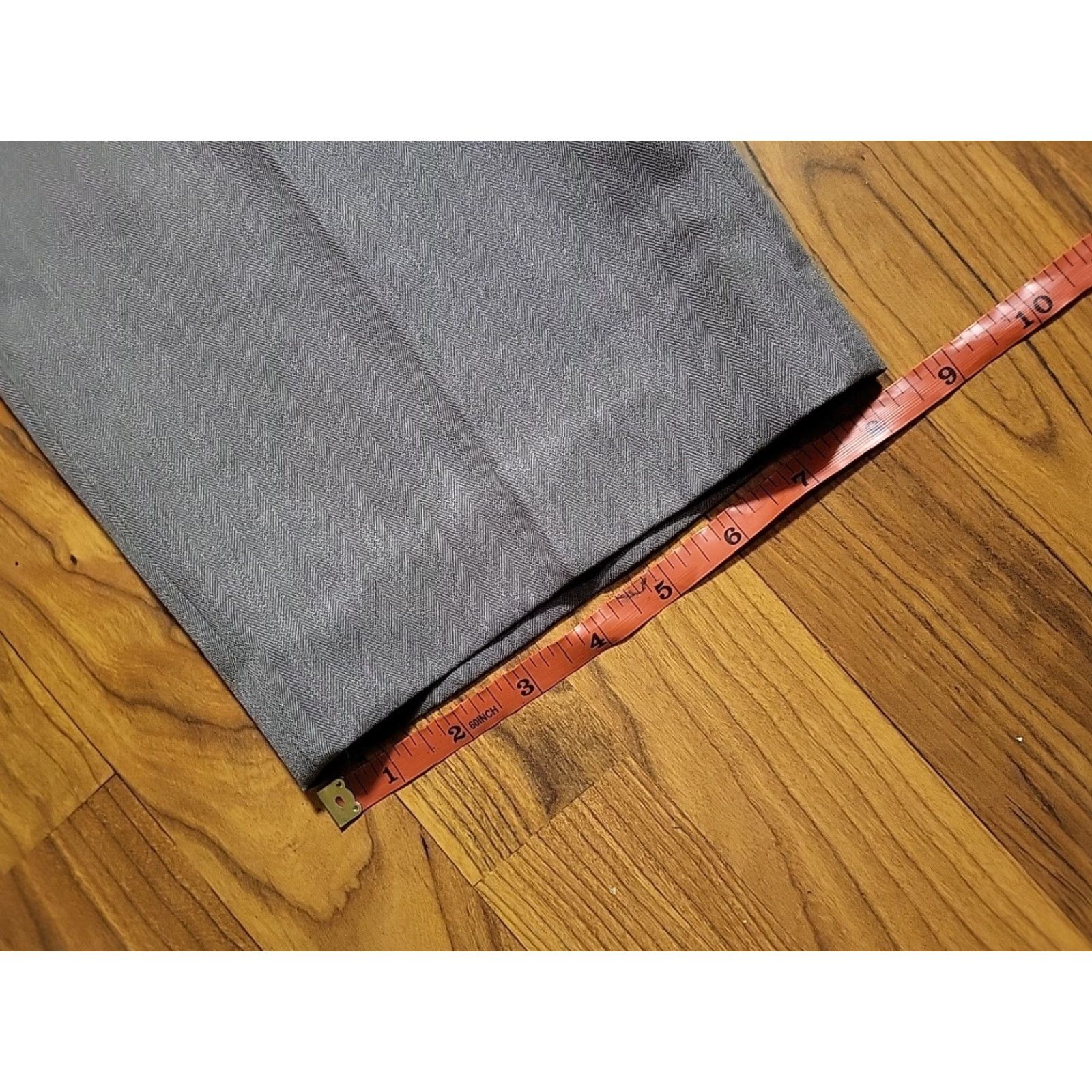 Perry Ellis Perry Ellis Portfolio Dress Pants Herringbone Gray 34/32 Flat Front Modern Fit Men Size US 34 / EU 50 - 2 Thumbnail