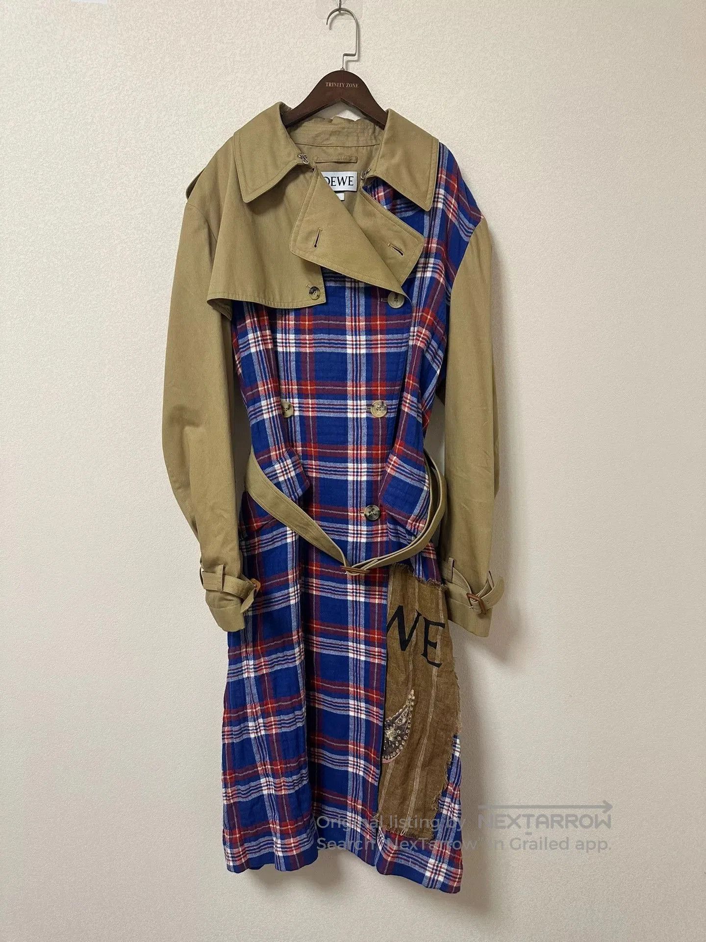 Loewe Patchwork Plaid Trench Coat.
