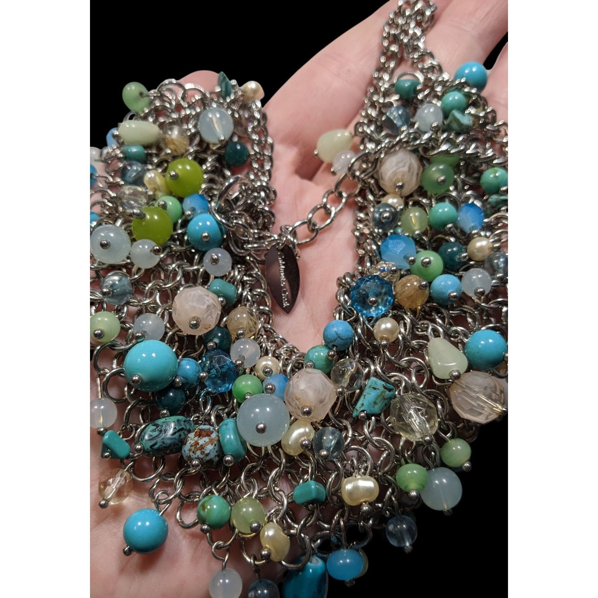 Coldwater Creek Coldwater Creek Cool Tone Beaded Multicolor Bib Necklace Size ONE SIZE - 5 Thumbnail
