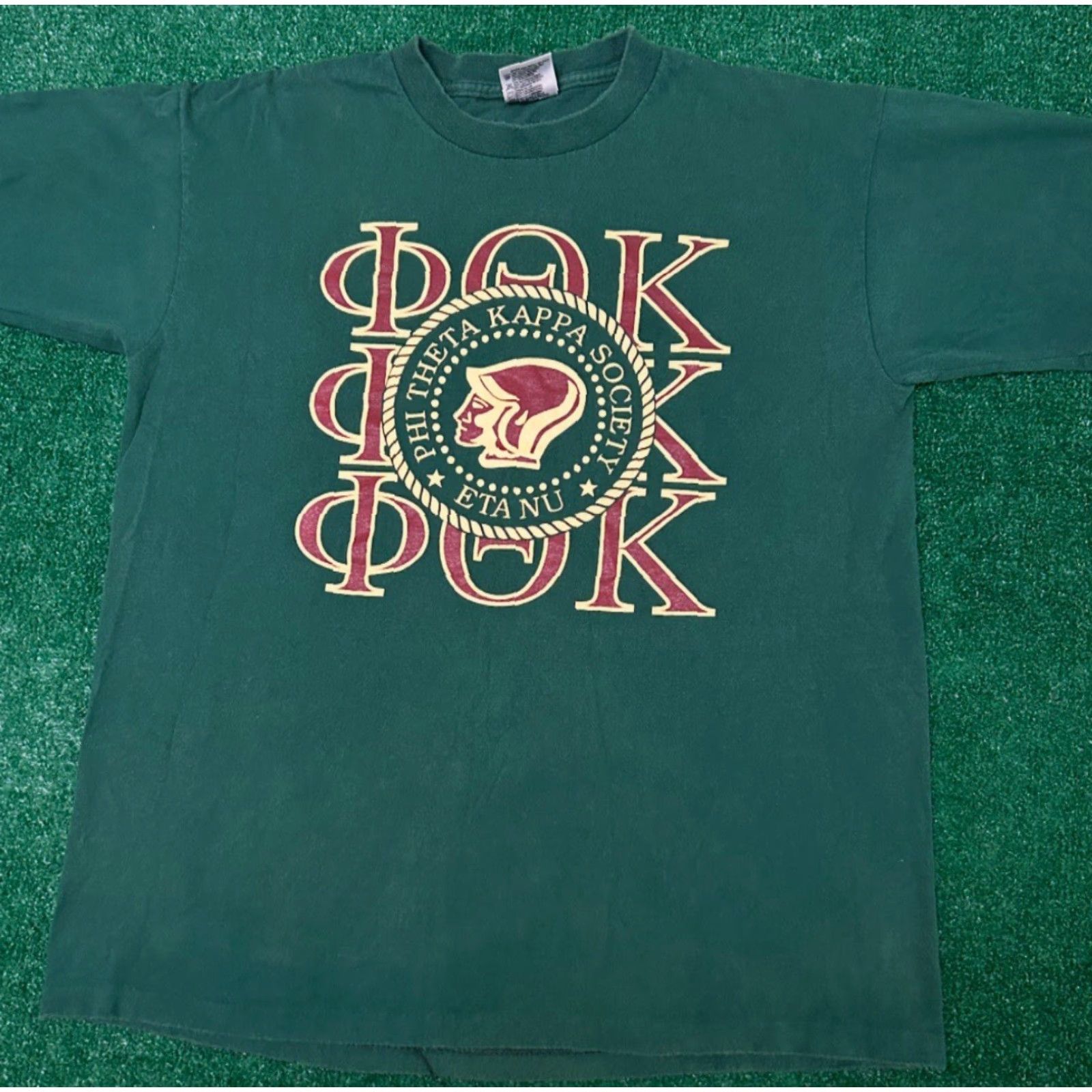 Kappa VINTAGE Phi Theta Kappa Society Fraternity College VTG Shirt Mens Size Large Green 90s 80s University Hip Hop 1990s Shirt Mens L Size US L / EU 52-54 / 3 - 4 Thumbnail