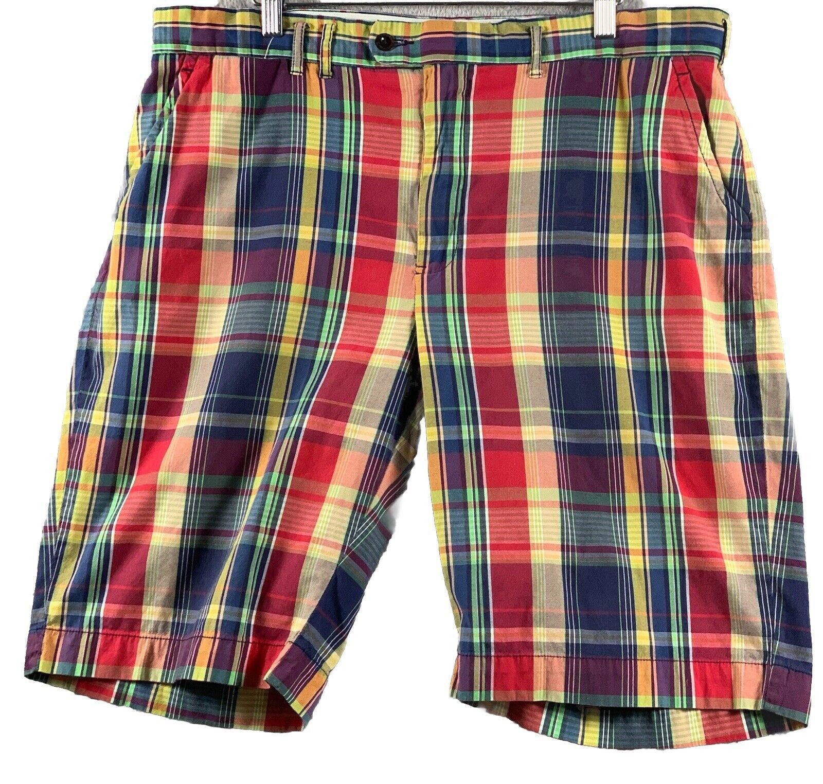 Polo Ralph Lauren Vtg Polo Ralph Lauren Men’s Belt-back Madras Cargo Shorts Size US 35 - 1 Thumbnail