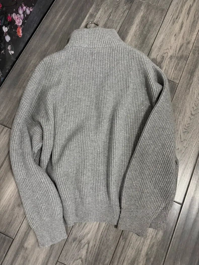 Brunello Cucinelli Brunello Cucinelli Gray Sequin Sweater Size S / US 4 / IT 40 - 3 Thumbnail