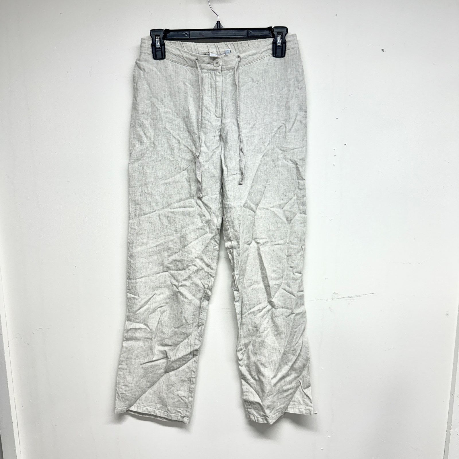 Boden Boden Light Heather Gray Linen Straight Leg Pants Size 6P Size 28" / US 6 / IT 42 - 1 Thumbnail