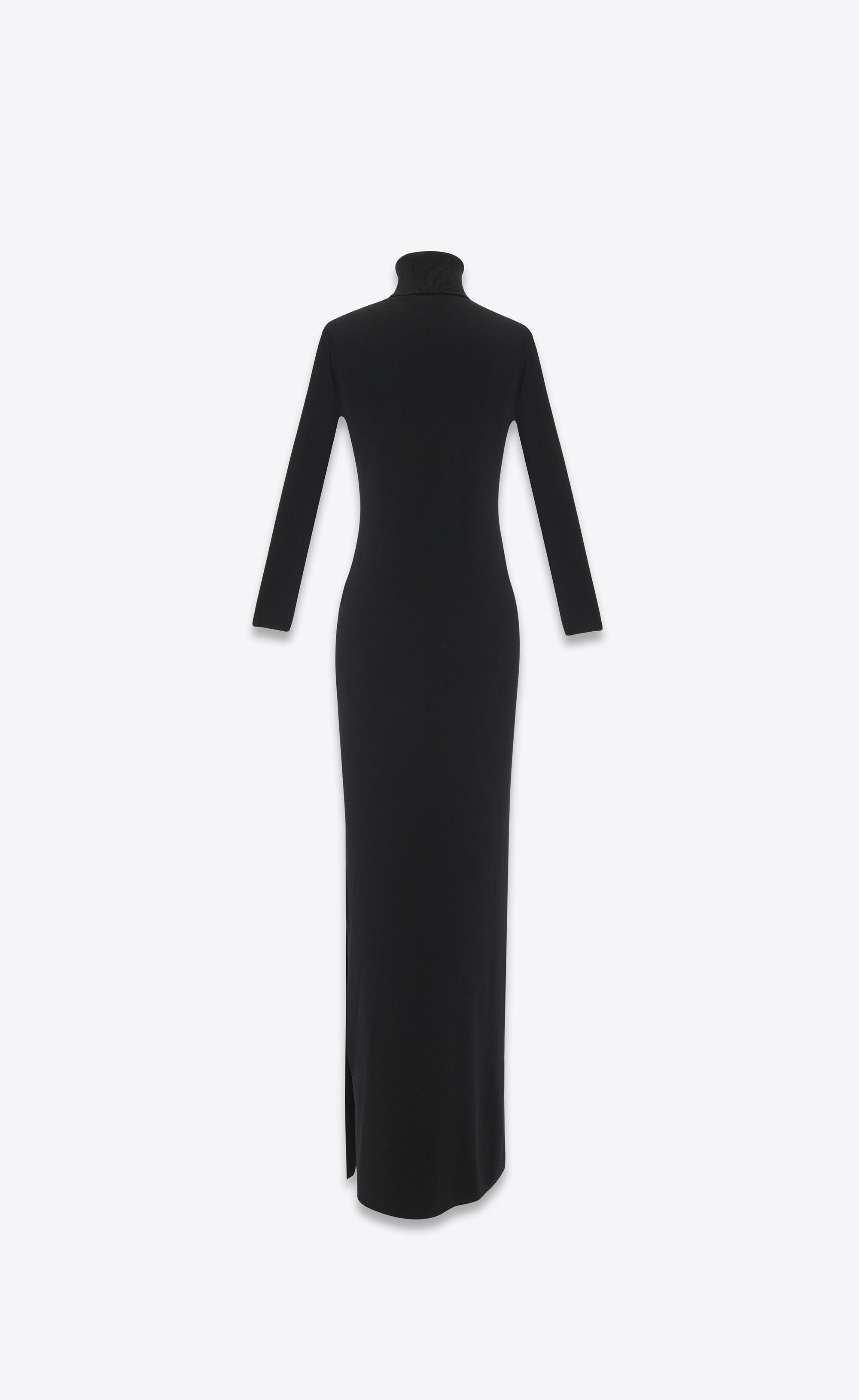 Saint Laurent Paris o1s1wg110125 756253 Long Turtleneck Dress in Wool in Black Size M / US 6-8 / IT 42-44 - 2 Thumbnail