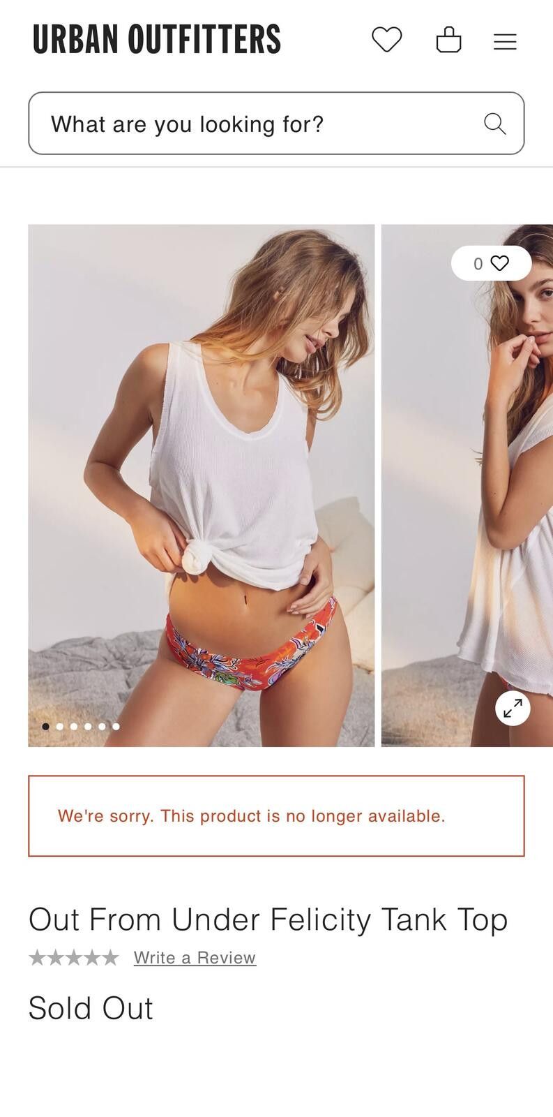 Urban Outfitters NWT Our from Under Felicity Tank-Medium Size M / US 6-8 / IT 42-44 - 1 Thumbnail