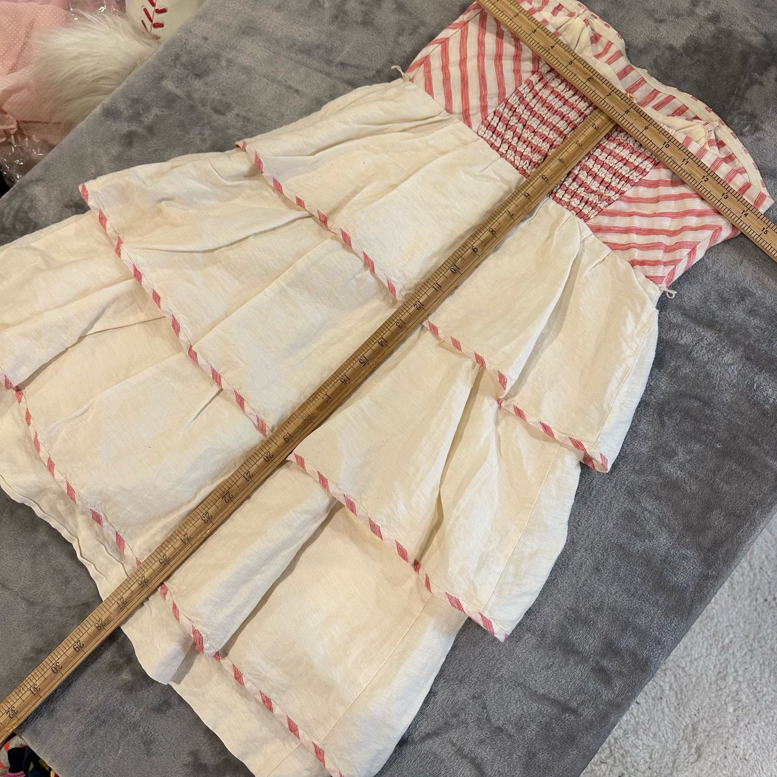 Anthropologie Anthropologie Maeve Linen Red Stripe Tiered Dress 6 S Size M / US 6-8 / IT 42-44 - 14 Thumbnail
