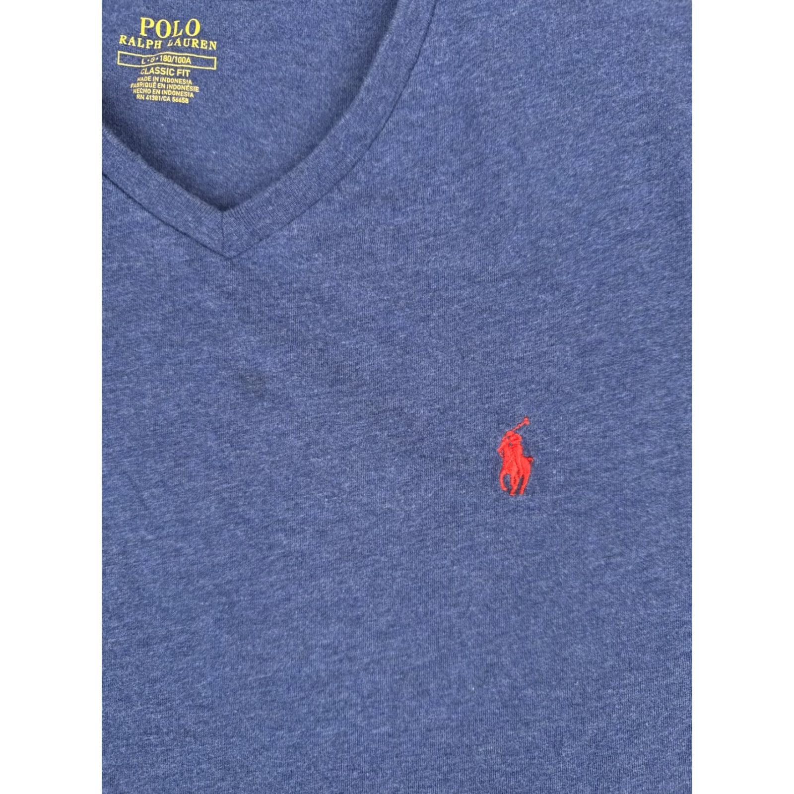 Ralph Lauren Polo Ralph Lauren Shirt Men L Blue Short Sleeve V-Neck Cotton Pony - Ralph Lauren - T-Shirt - Casual Sportswear Size US L / EU 52-54 / 3 - 6 Thumbnail