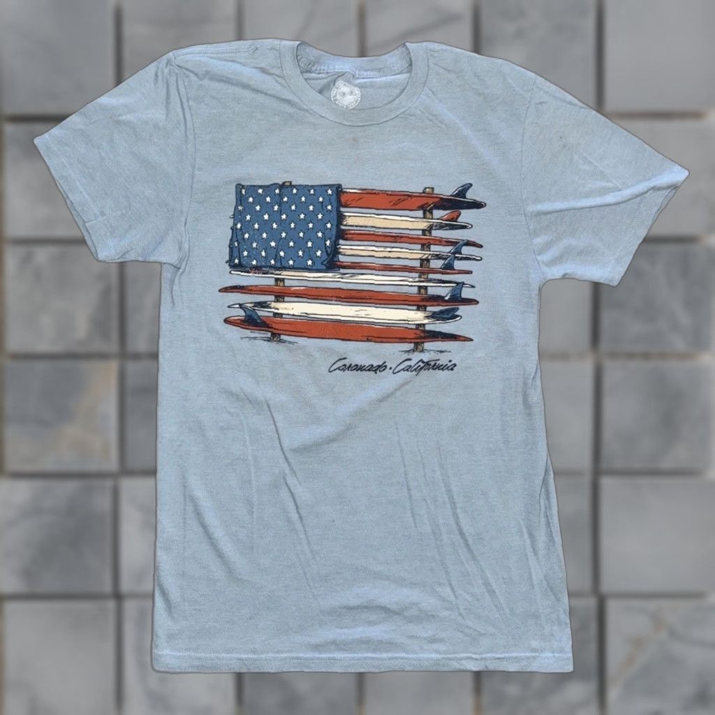 Vintage VINTAGE The Duck Company Coronado Beach T-Shirt USA Flag Blue S Mens Surf Graphic Shirt Short Sleeve Small 17x27 Size US S / EU 44-46 / 1 - 1 Thumbnail