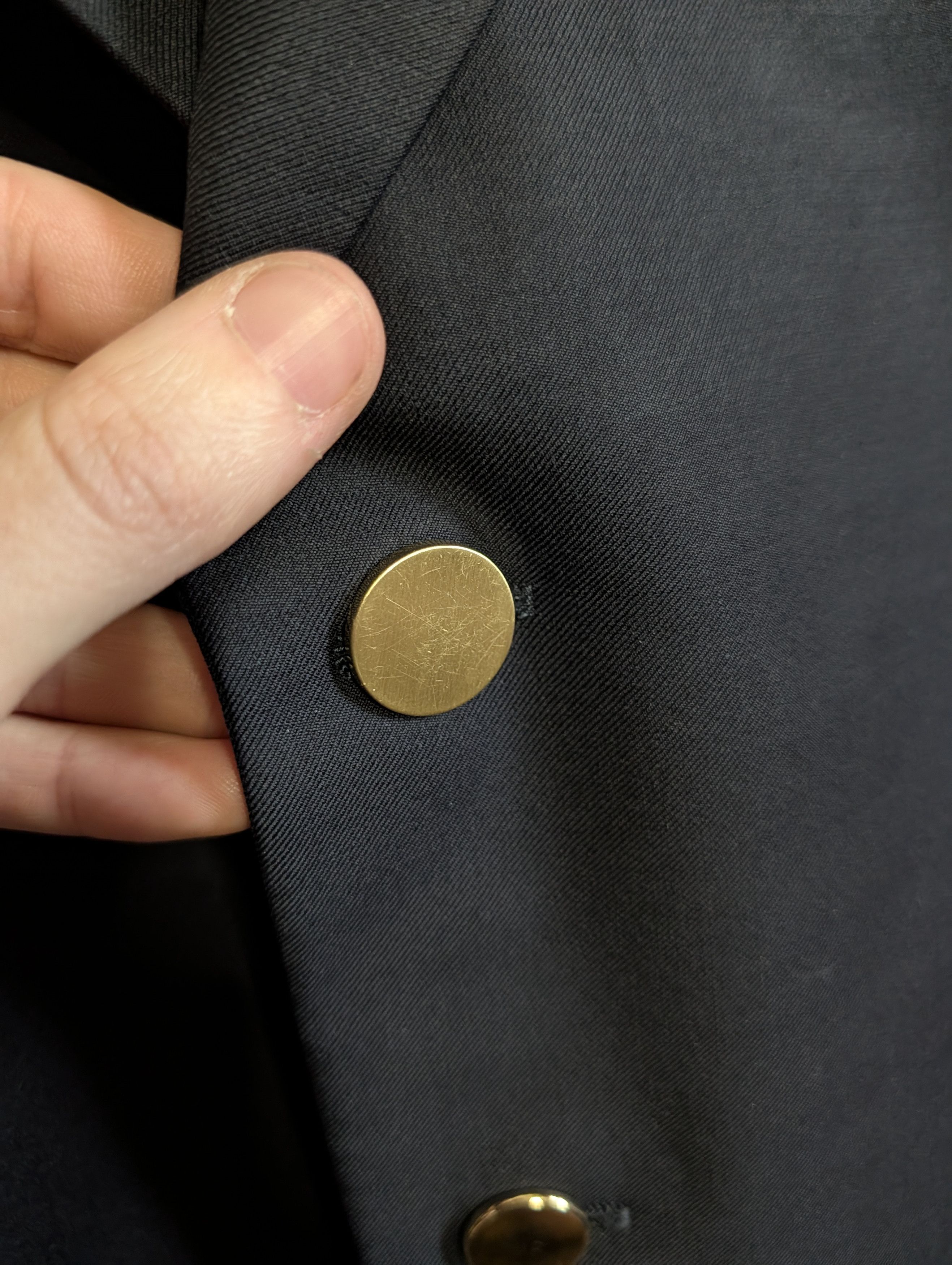 Trussini Black gold button Super 100s wool blazer sport coat IT52 Size 42R - 5 Thumbnail
