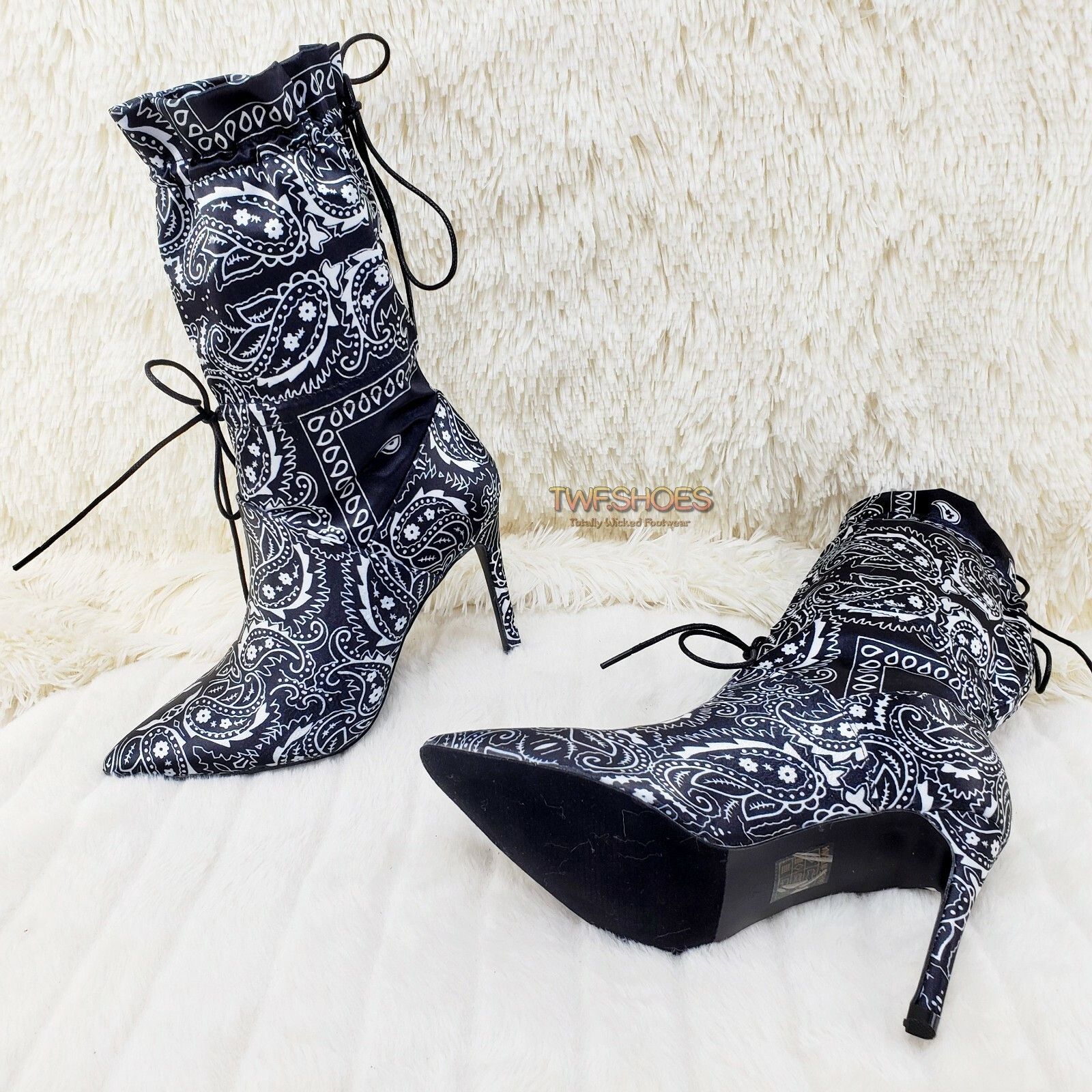 Other Bandanna Madness Drawstring 4" Stiletto High Heel Mid Calf B Size US 8 / IT 38 - 4 Thumbnail