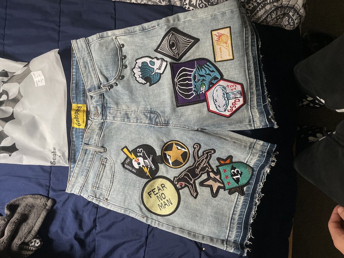 Godspeed Godspeed Patchwork Denim Shorts (Blue) Size US 32 / EU 48 - 1 Thumbnail