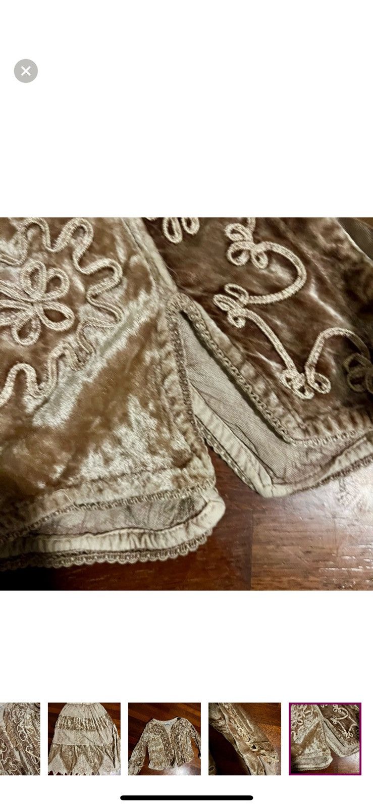 Vintage Vintage Henna Bohemian 70s gold crushed velvet jacket OSFA Size 23" - 6 Thumbnail