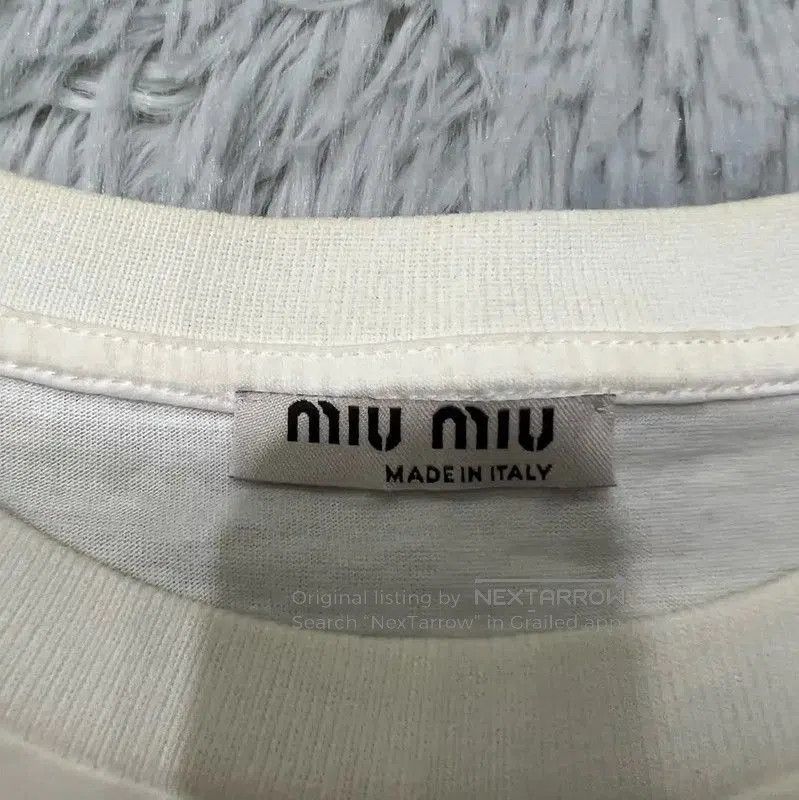 Miu Miu Miu Miu White Cotton Cropped T-Shirt . Size M / US 6-8 / IT 42-44 - 3 Thumbnail