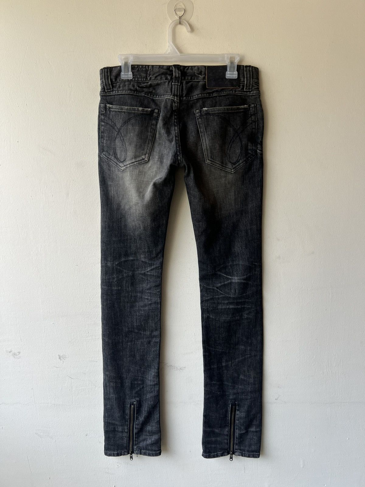 Shellac Jama Rico Japan Faded Distressed Ankle Zipper Denim Jeans Size US 29 - 3 Thumbnail