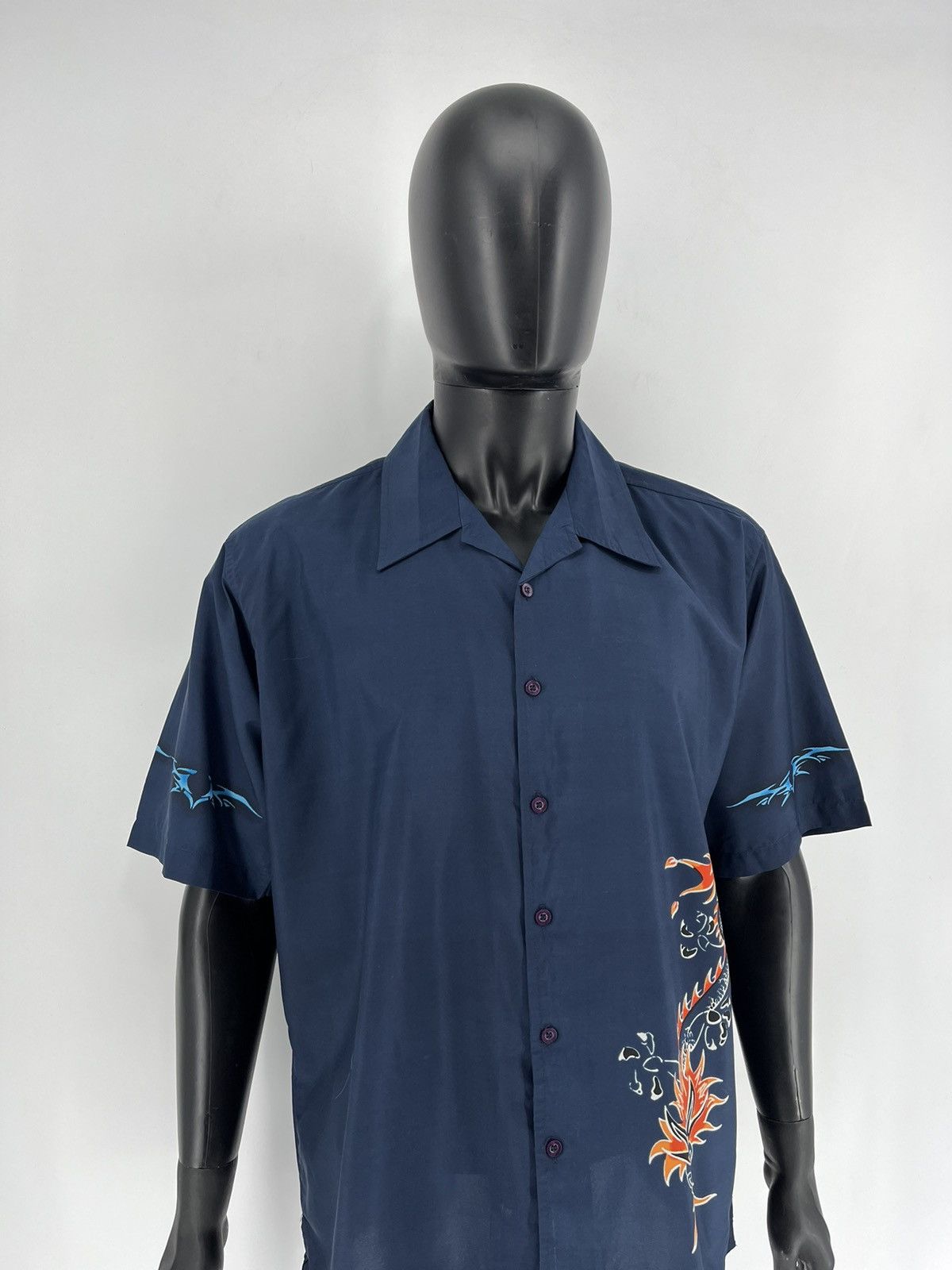 Other Vintage 90s Japanese Dragon Crazy Hawaiian Shirt Size US XL / EU 56 / 4 - 3 Thumbnail