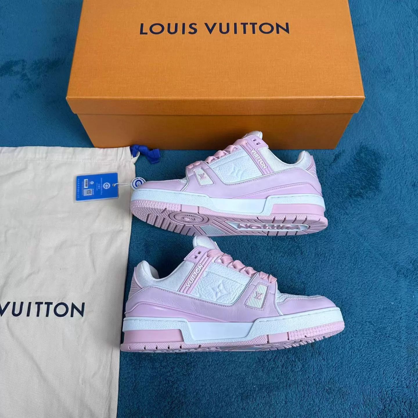 Louis Vuitton LV Trainer Low Top Sneaker Rose Pink 37 Size US 6.5 / IT 36.5 - 3 Thumbnail