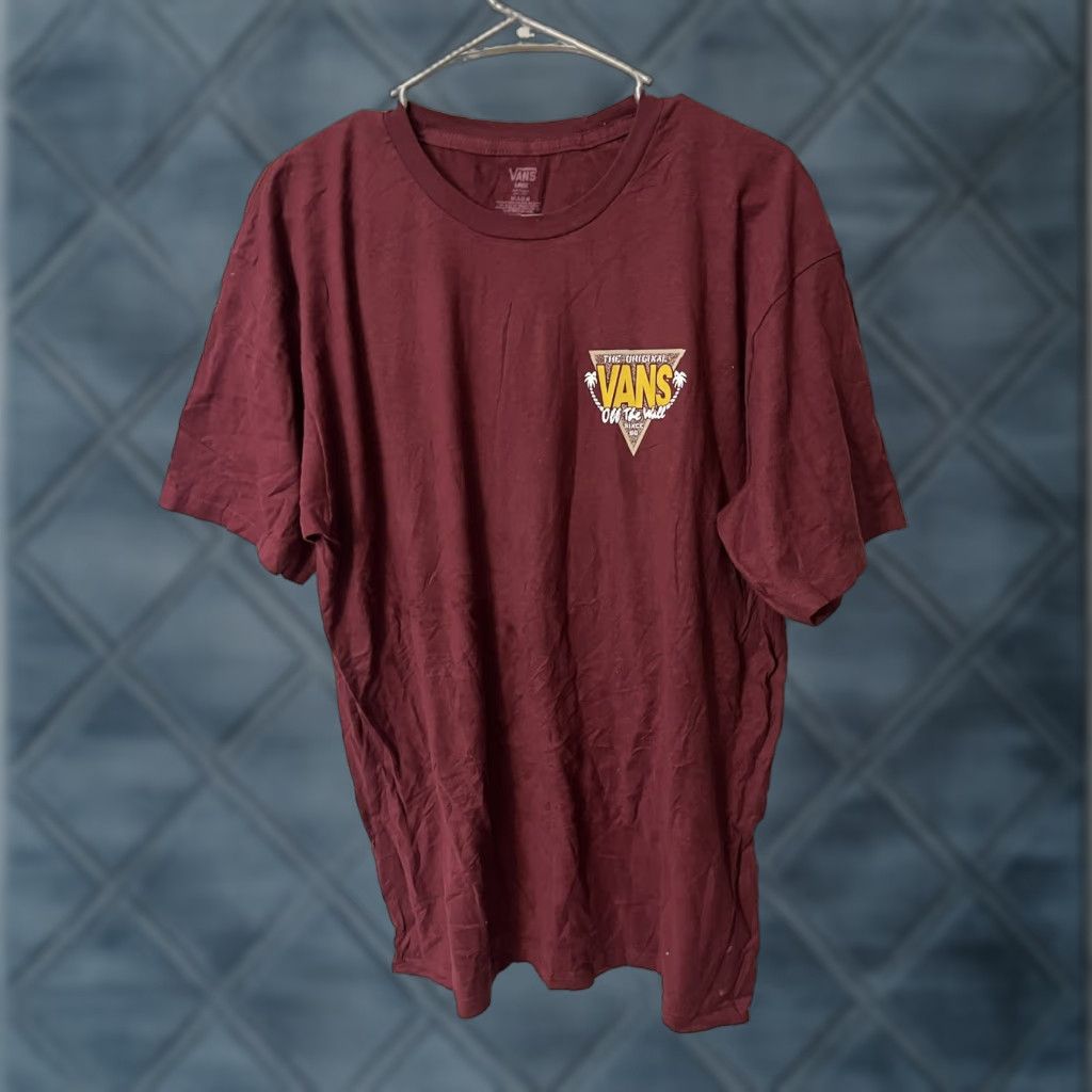 Vans Vans Off The Wall T Shirt Men L Maroon Graphic Embroidered Flowers Reg Fit Size US L / EU 52-54 / 3 - 1 Thumbnail