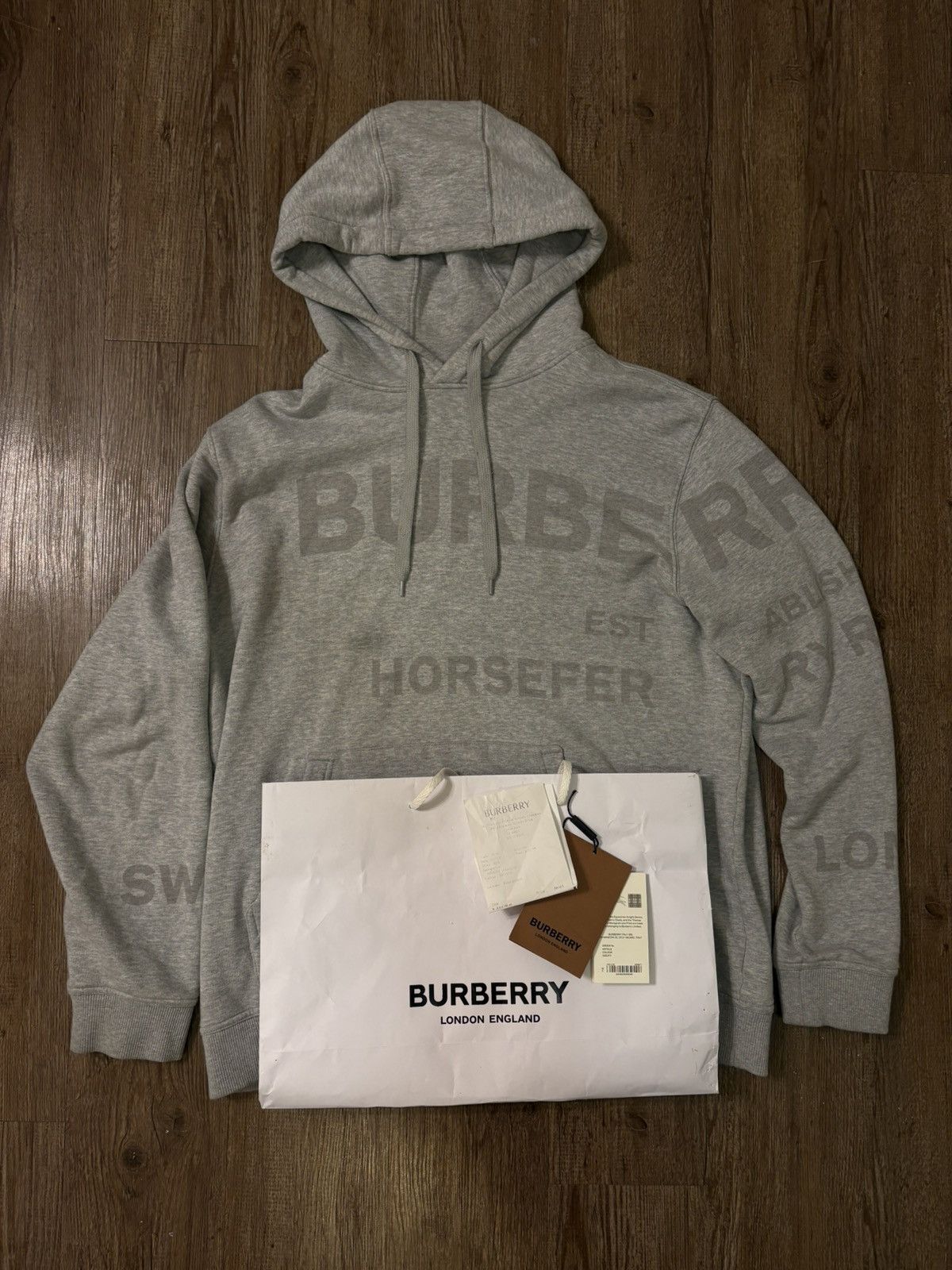Burberry Burberry Horseferry Logo Hoodie Pale Grey Melange Size US L / EU 52-54 / 3 - 1 Thumbnail