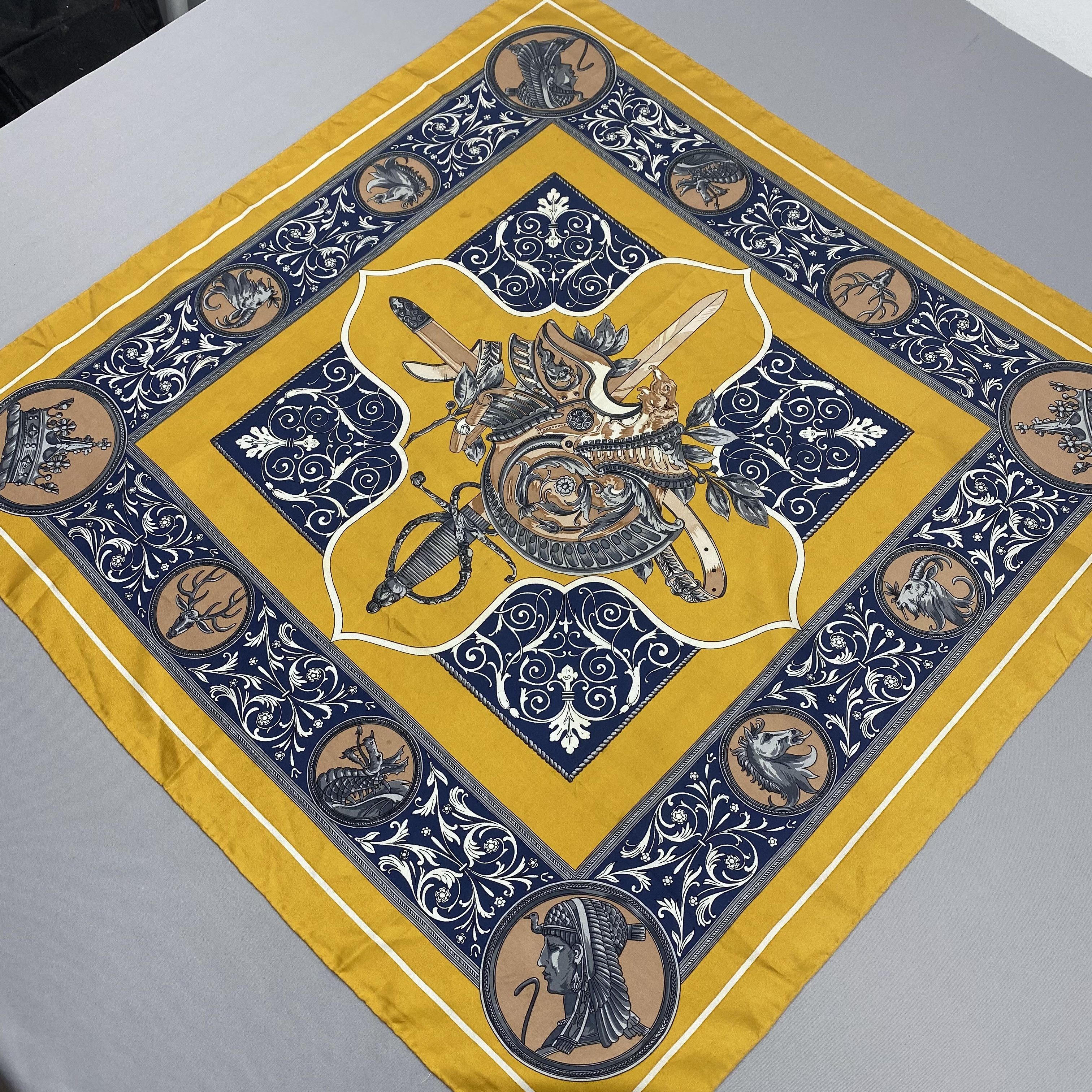 Japanese Brand Vintage Mythology SILK Scarf Twill Stole Wraps Scarves Size ONE SIZE - 3 Thumbnail