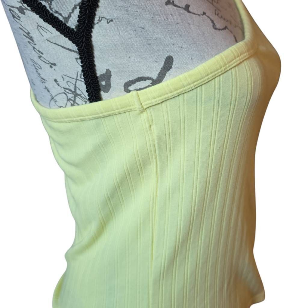 American Eagle Outfitters American Eagle Women's Sz Large Yellow Ribbed One Shoulder T Size L / US 10 / IT 46 - 4 Thumbnail