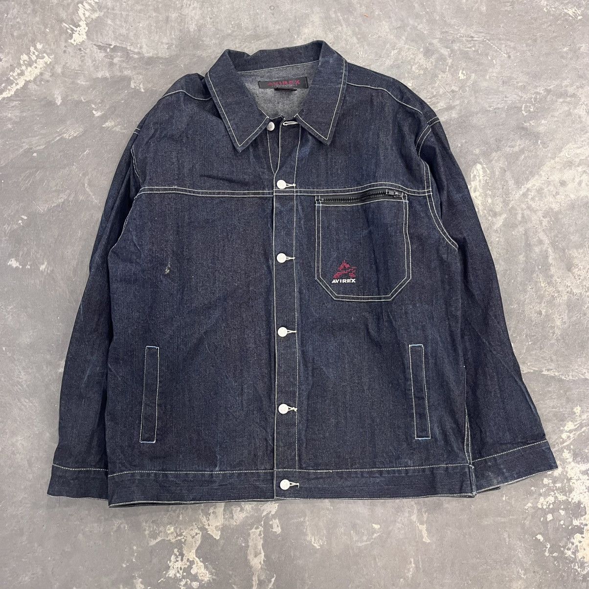 Avirex × Vintage RARE Avirex Embroidered Stitched Denim Work Jacket Disel XL Size US XXL / EU 58 / 5 - 1 Thumbnail
