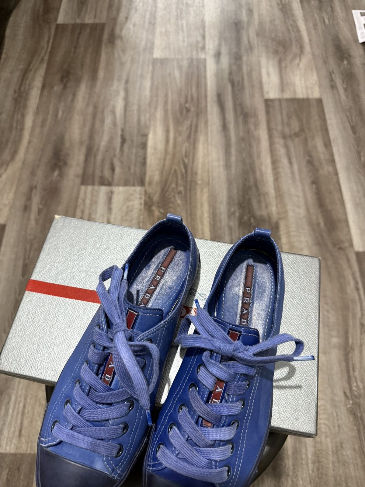 Prada NEW PRADA LEATHER SNEAKERS LOW-TOP BLUE RARE CHANGE COLOR Size US 8 / IT 38 - 9 Thumbnail