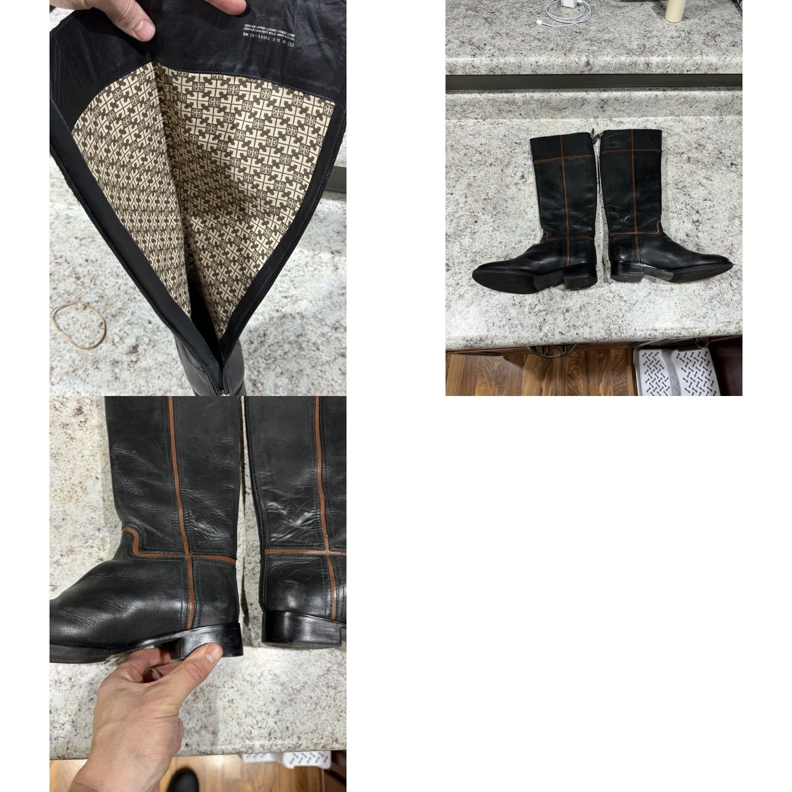 Tory Burch Tory Burch Juliet 30 Mm Black Almond Equestrian Calf Riding Boots 6M Women Boots Leather Black 6 M Equestrian Style Size US 6 / IT 36 - 8 Thumbnail