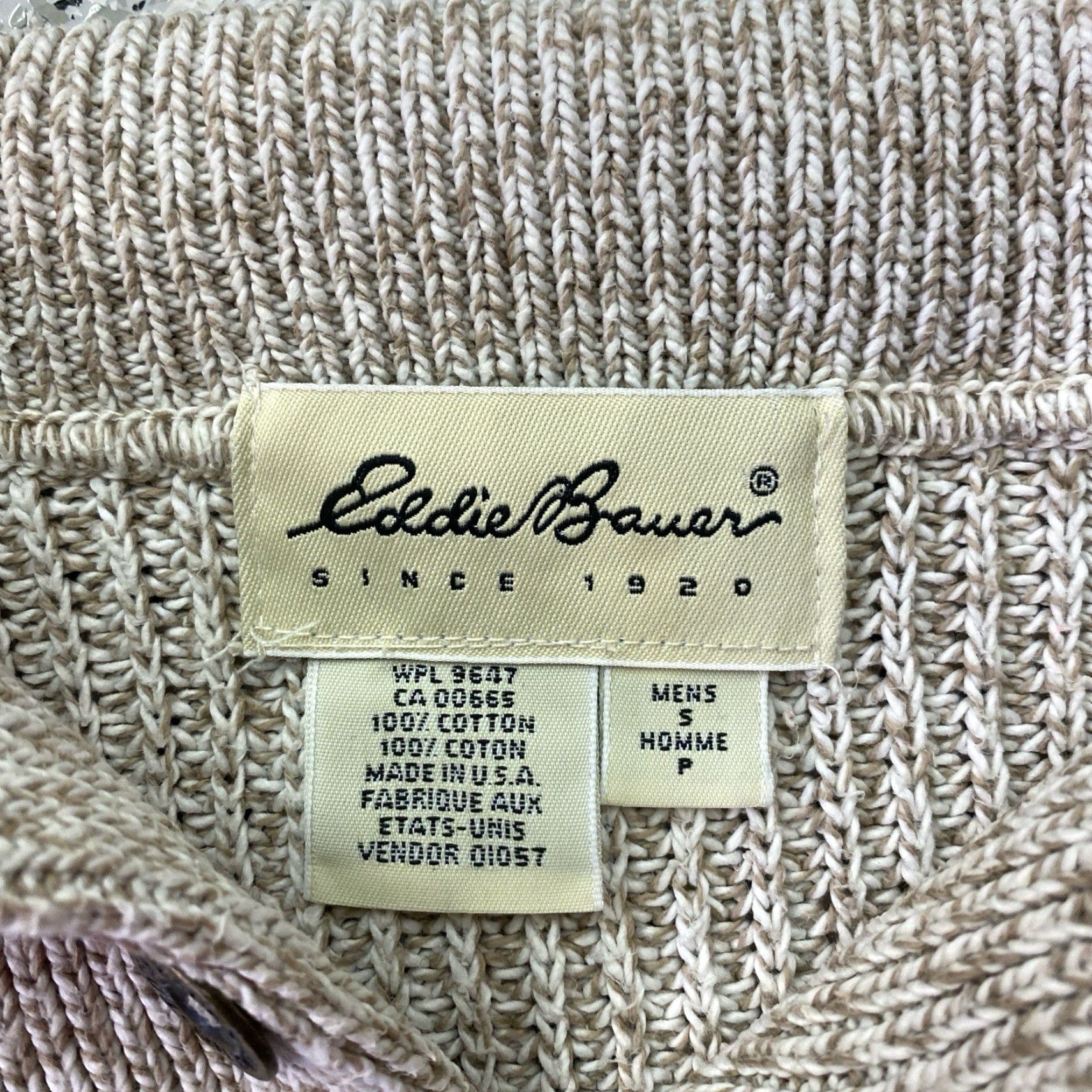 Eddie Bauer Eddie Bauer Beige Small 1/4 Button Cotton Knit Pullover Sweater Shirt? Size US S / EU 44-46 / 1 - 2 Thumbnail