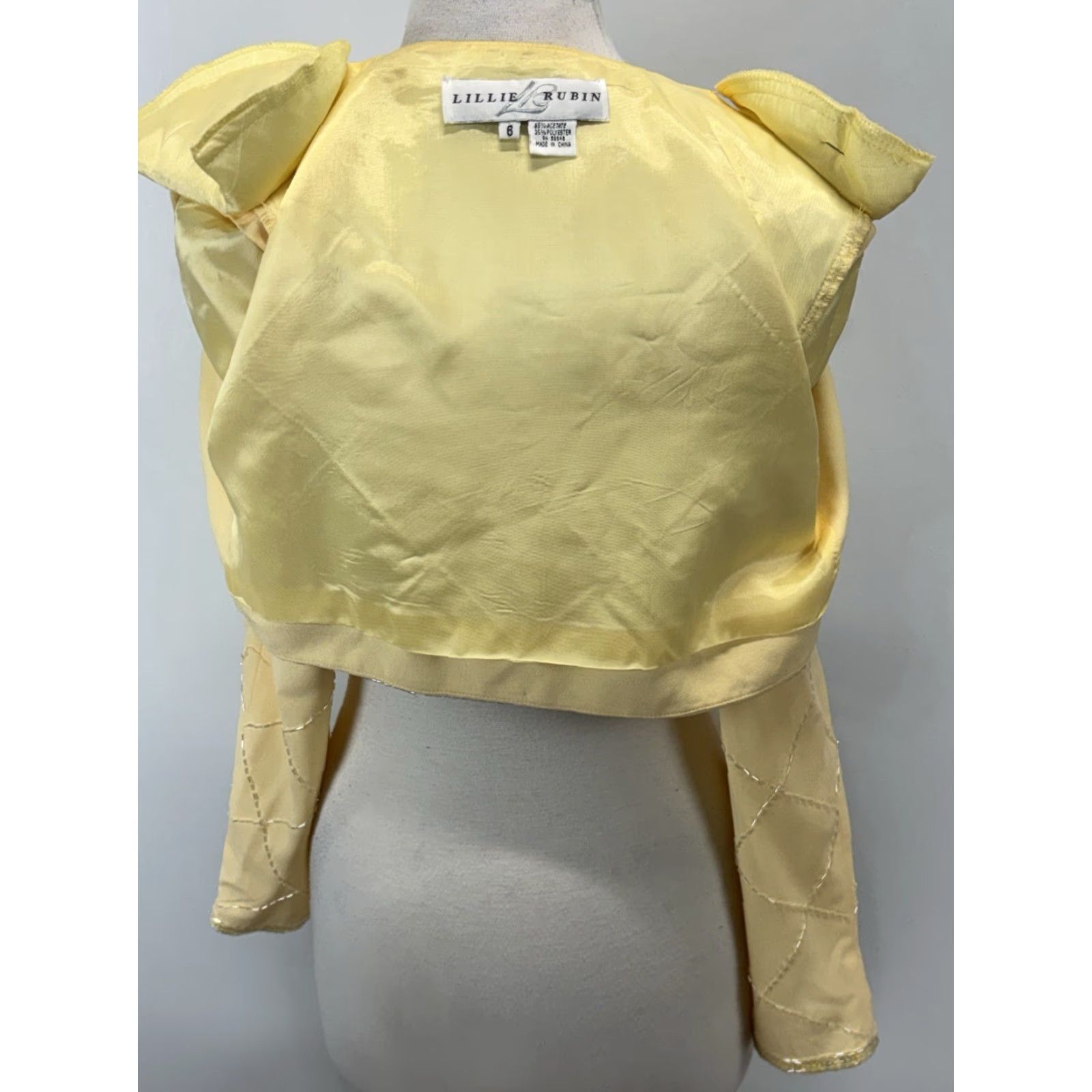 Vintage VINTAGE Lillie Rubin Bolero Jacket Sz 6 Women’s Yellow Beaded Lined Short 90s Size M / US 6-8 / IT 42-44 - 4 Thumbnail