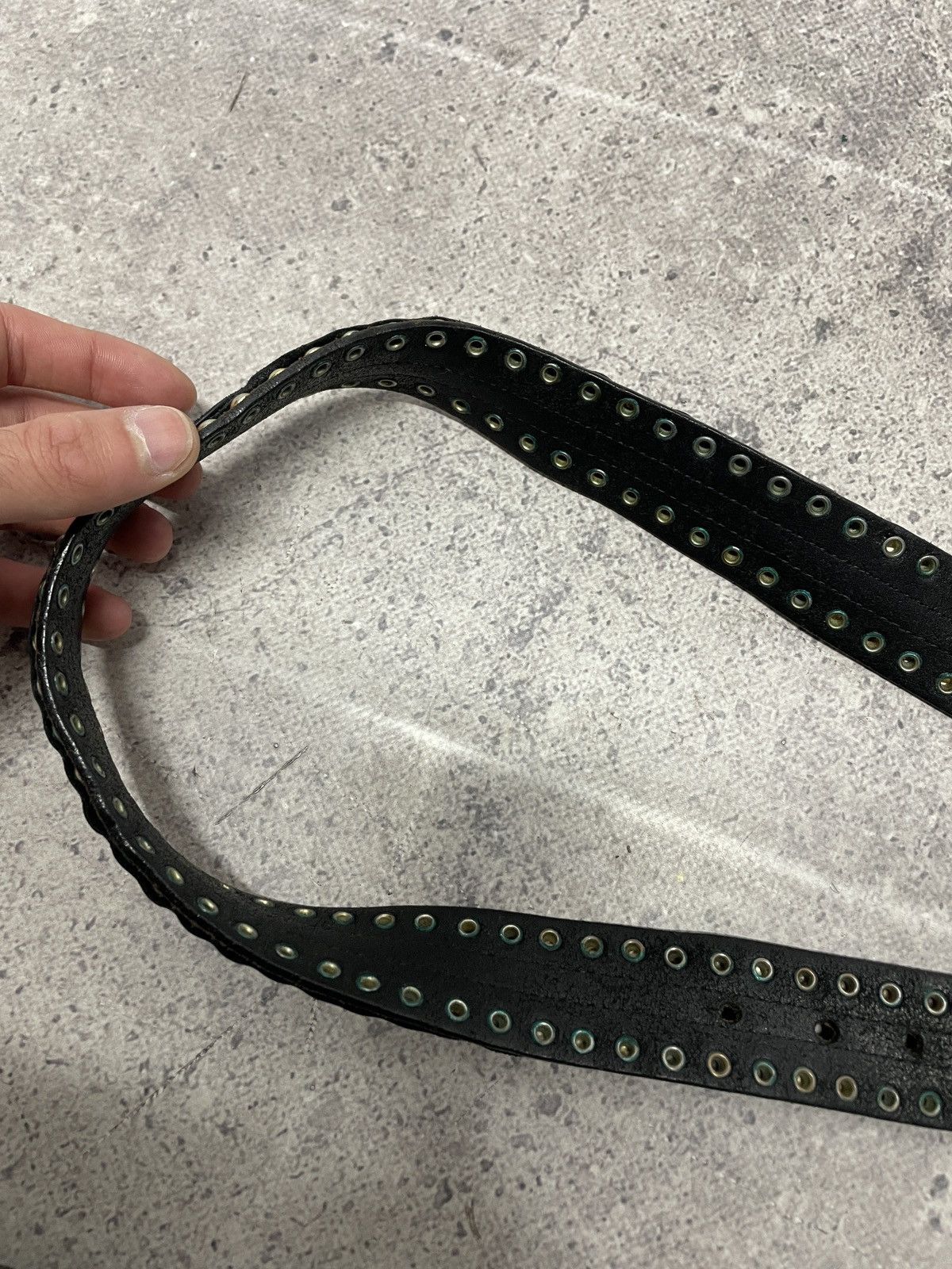 Just Cavalli Roberto Cavalli Vintage Black Metal Leather Rhinestone Belt Size 32 - 14 Thumbnail